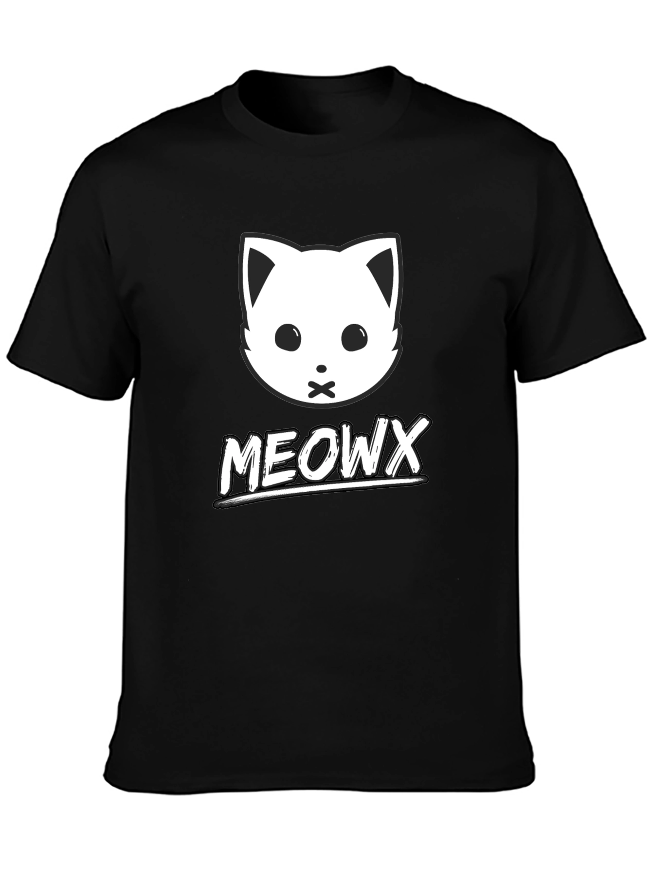 MEOWX Cat Graphic Tee - Soft Black Cotton Blend