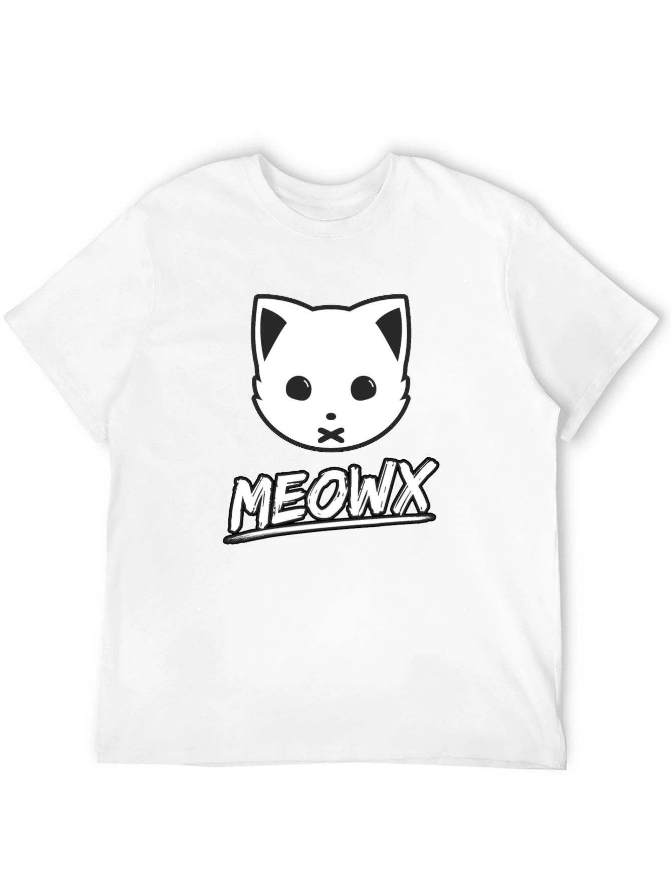 MEOWX Cat Graphic Tee - Soft Black Cotton Blend