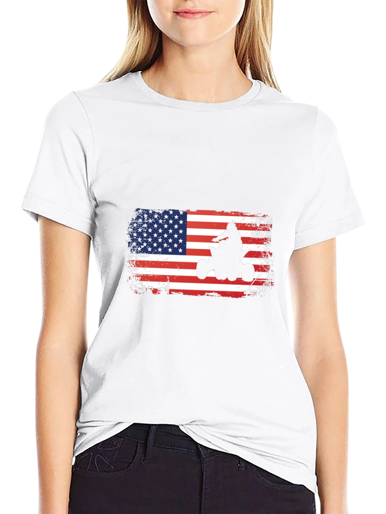 American Flag ATV Rider Graphic Tee - Patriotic Shirt
