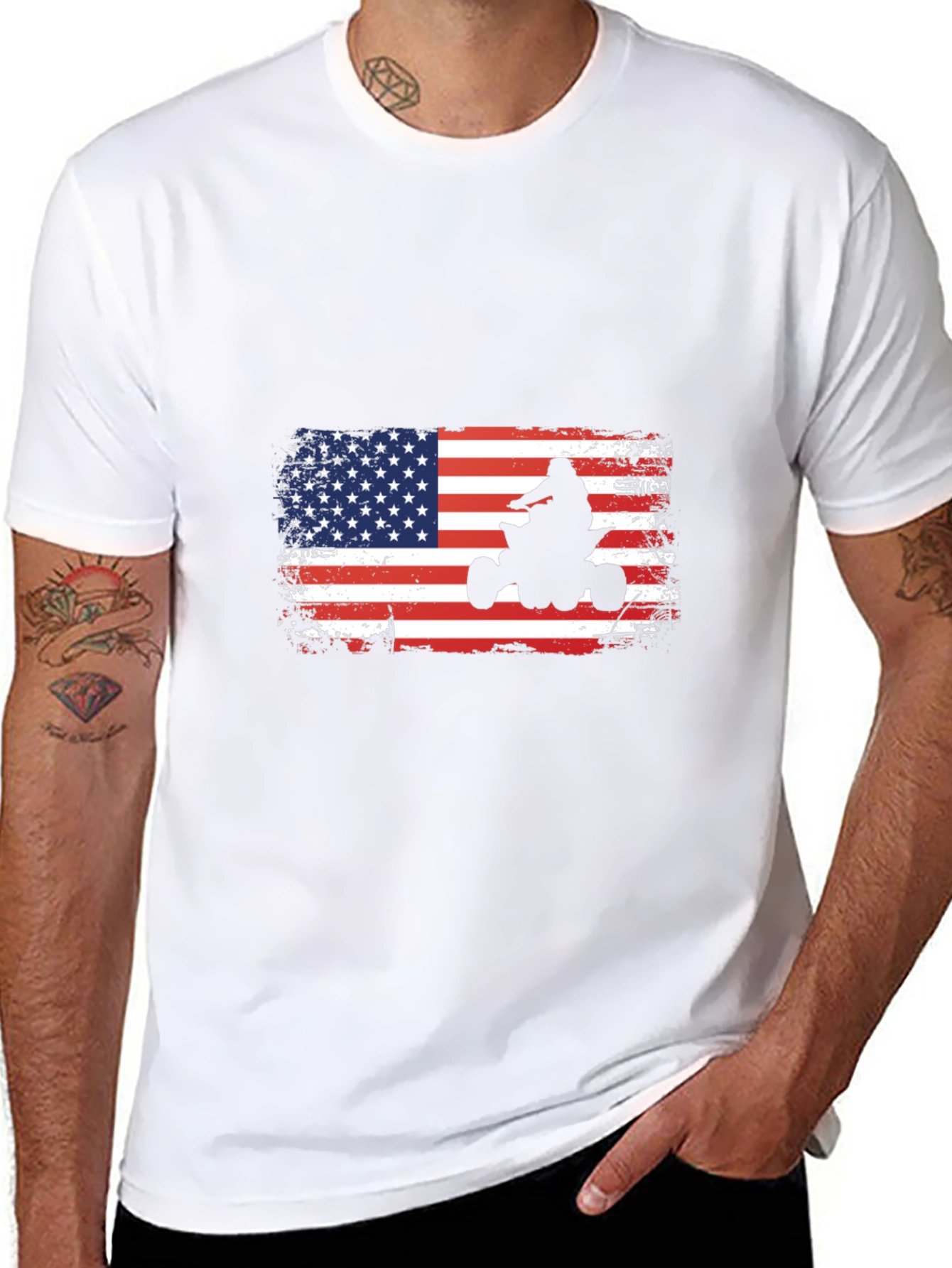 American Flag ATV Rider Graphic Tee - Patriotic Shirt