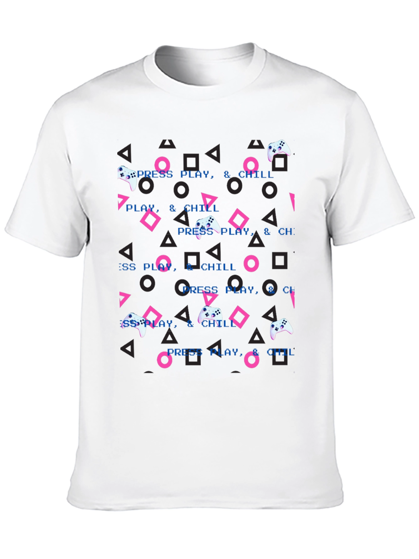 Press Play & Chill Gamer T-Shirt - Retro Design