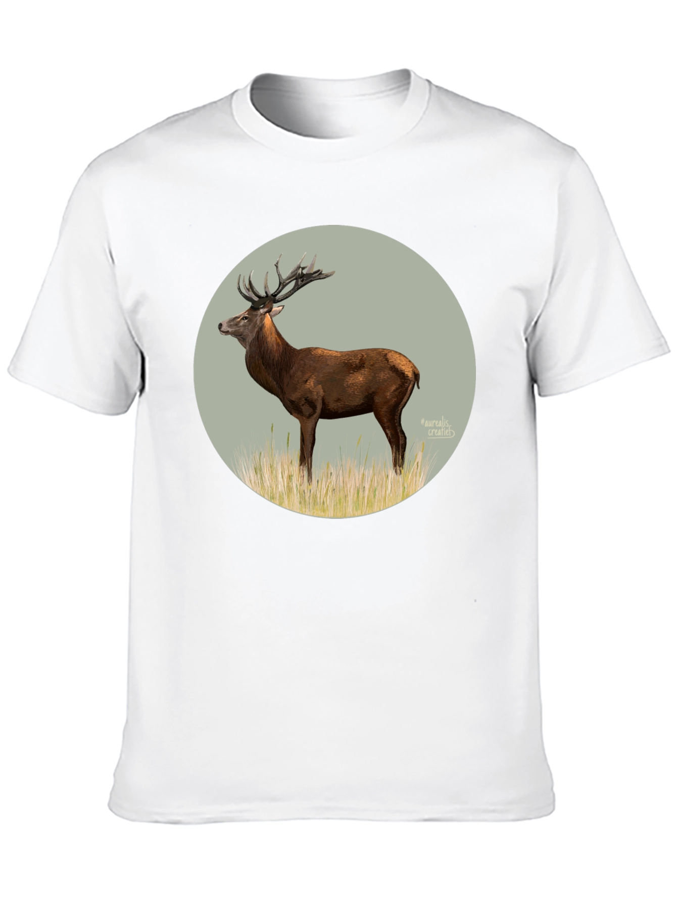 Deer Graphic Tee - Black Cotton T-Shirt