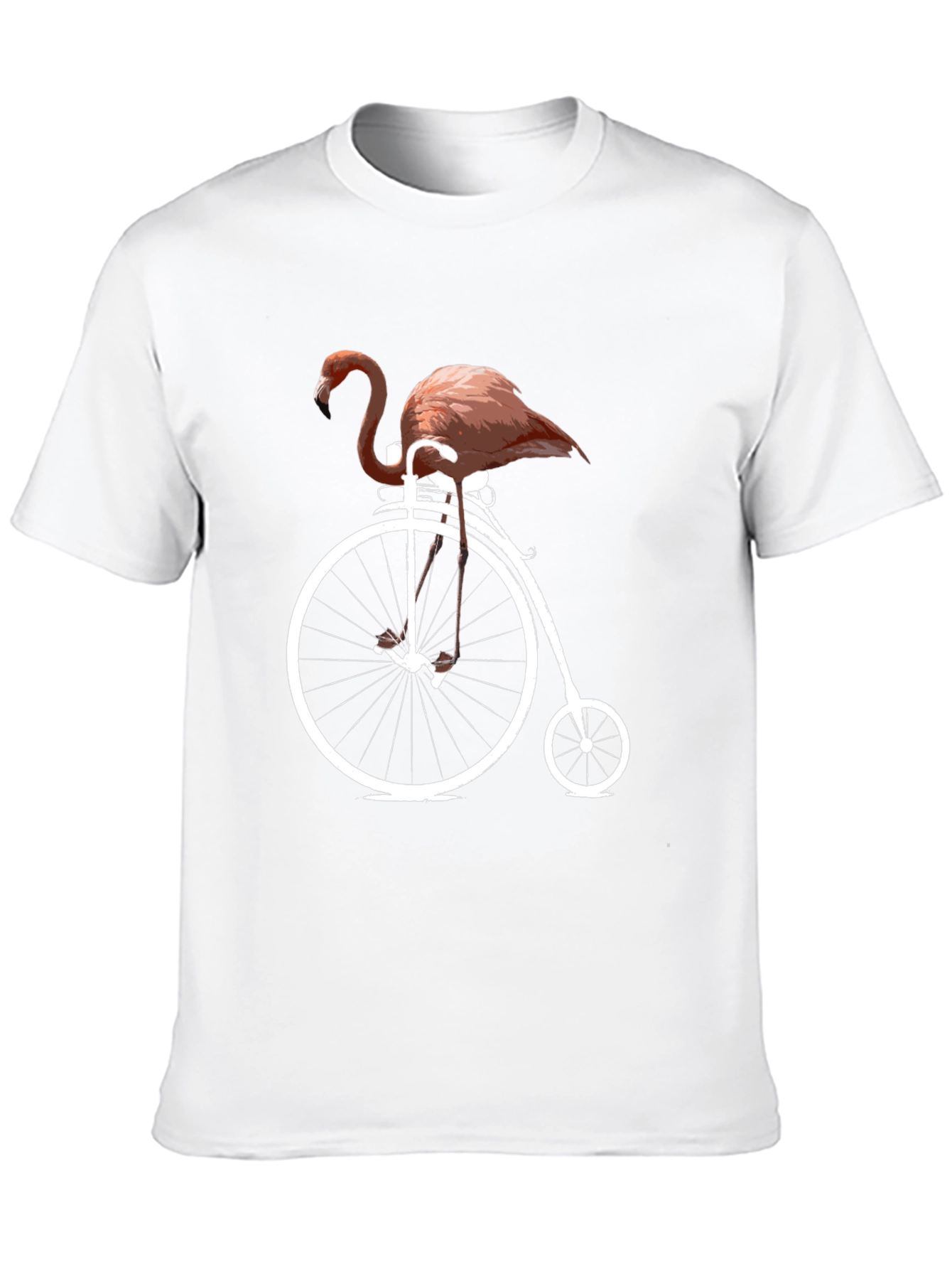 Flamingo on Bike Graphic Tee - Black Cotton T-Shirt
