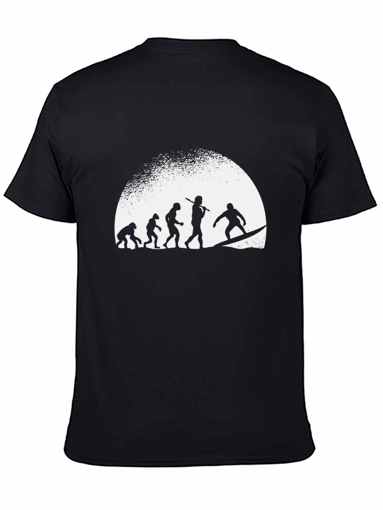Evolution of Surfing Graphic Tee - Black Cotton T-Shirt