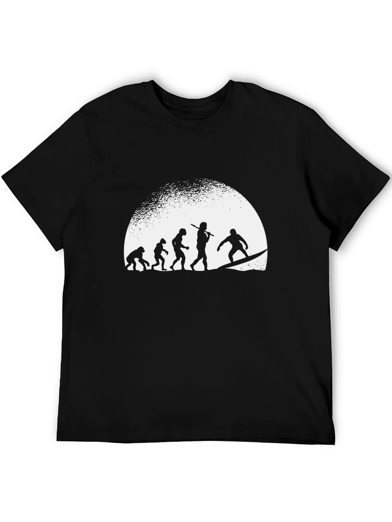 Evolution of Surfing Graphic Tee - Black Cotton T-Shirt