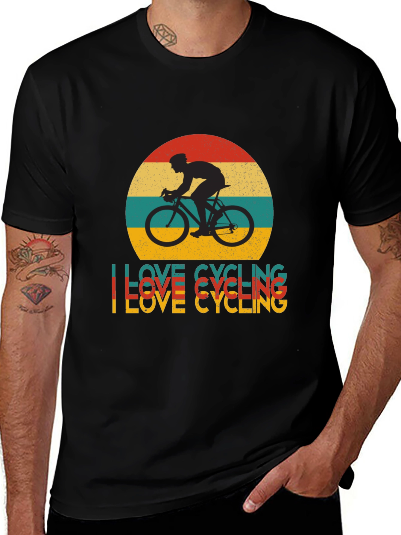 I Love Cycling Retro Graphic Tee - Black T-Shirt