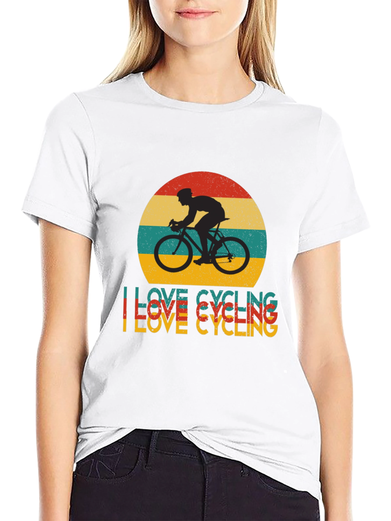 I Love Cycling Retro Graphic Tee - Black T-Shirt
