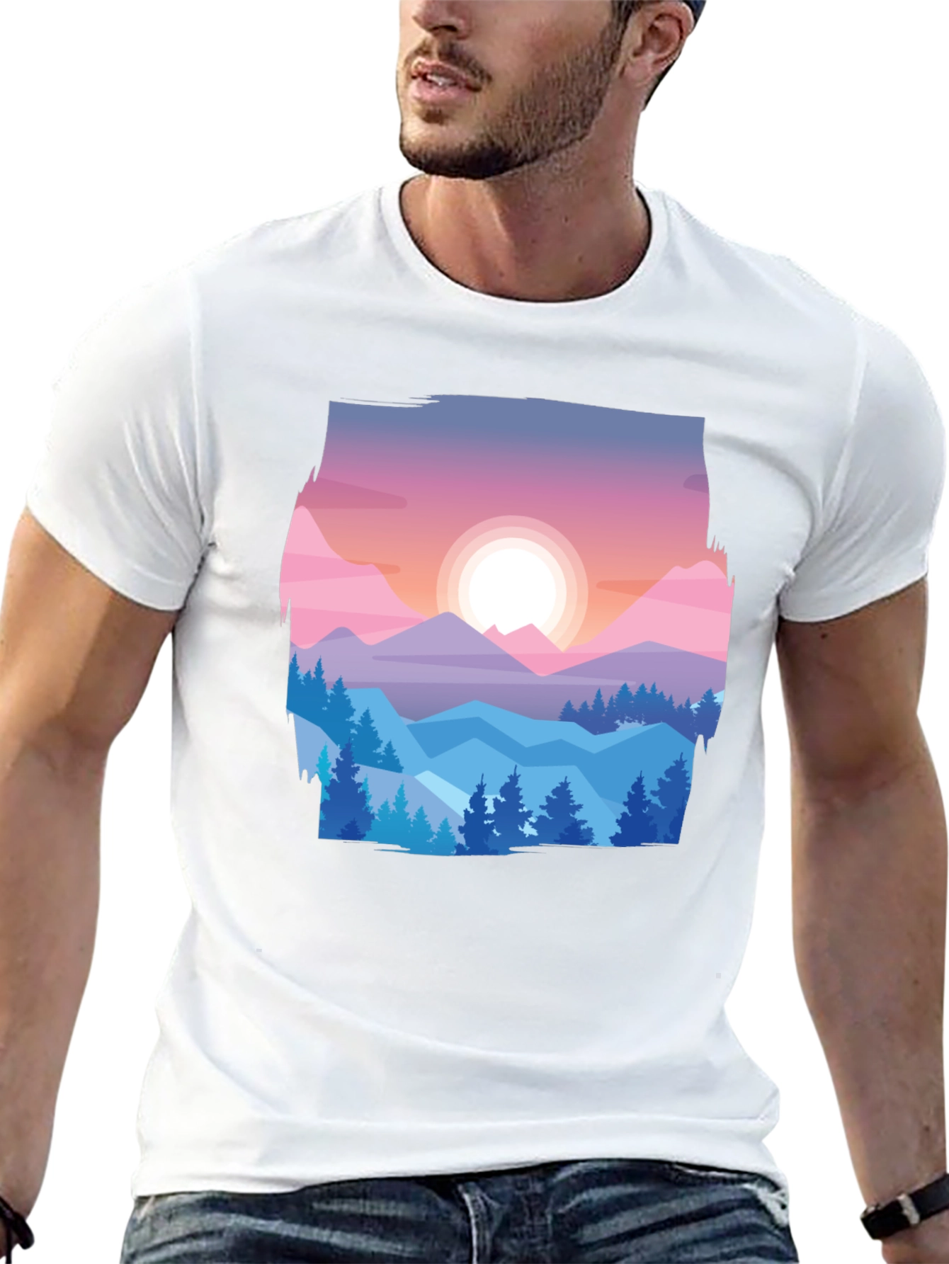 Mountain Sunset Graphic Tee - Nature Lovers T-Shirt