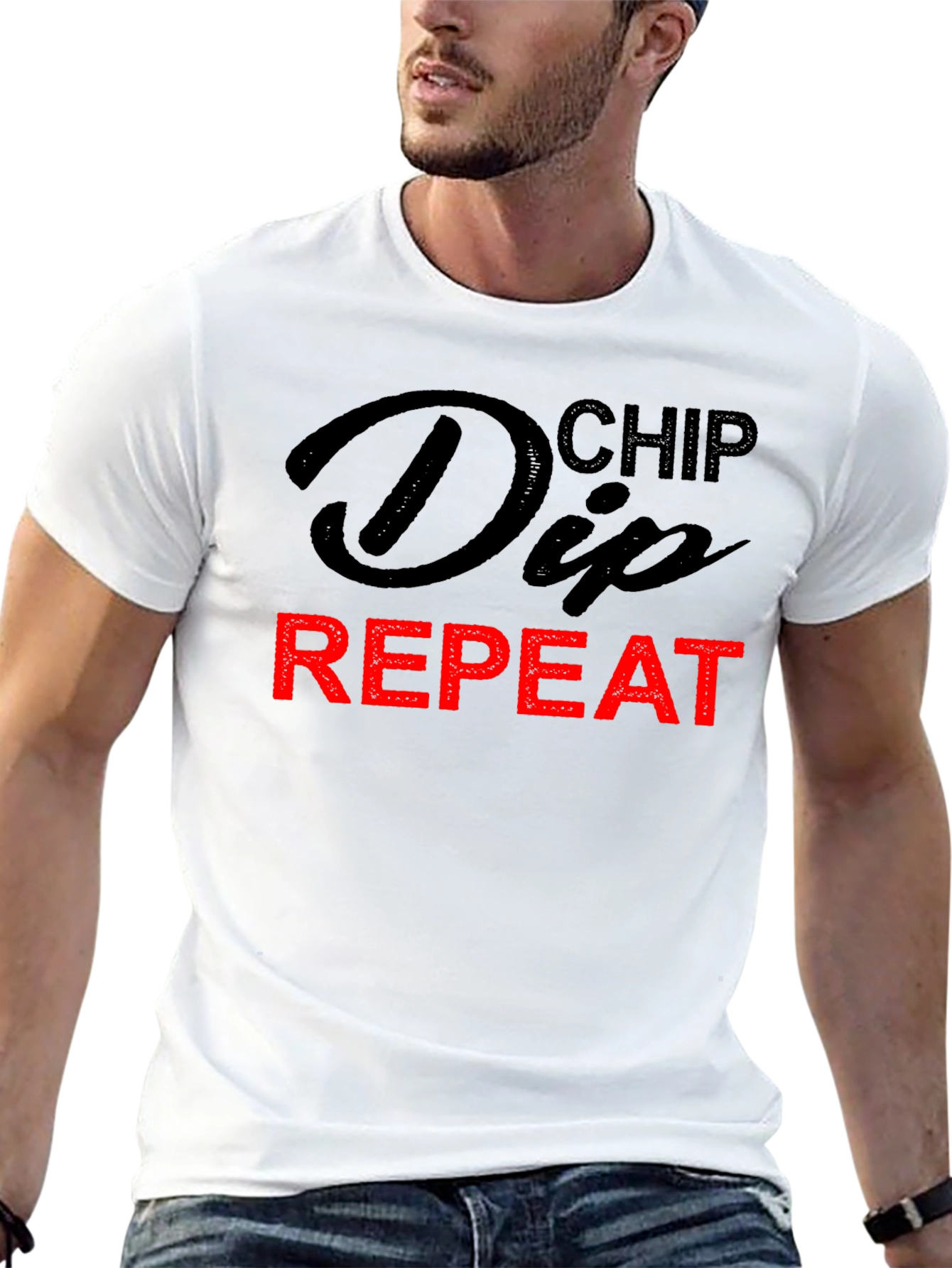 Chip Dip Repeat T-Shirt - Humorous Foodie Tee