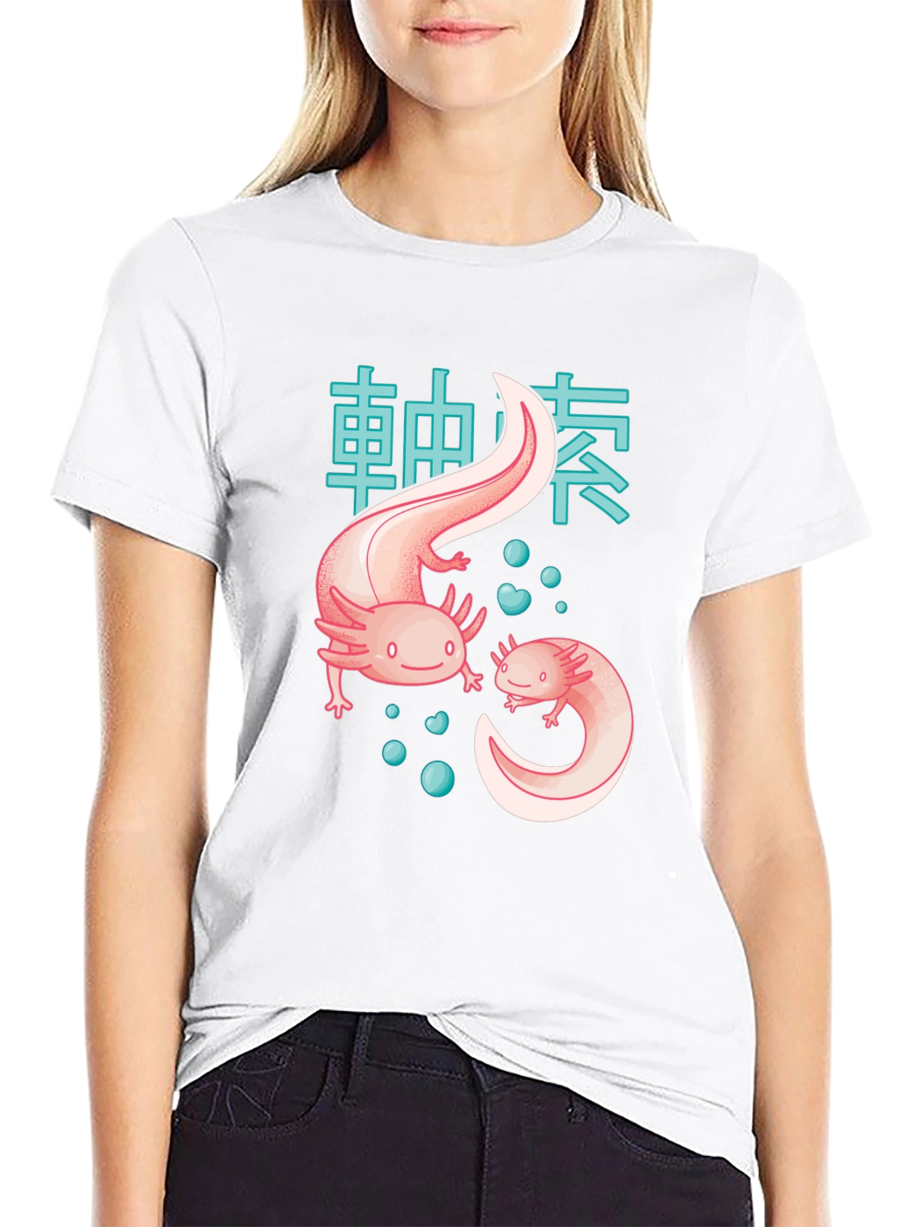 Axolotl Japanese Text T-Shirt