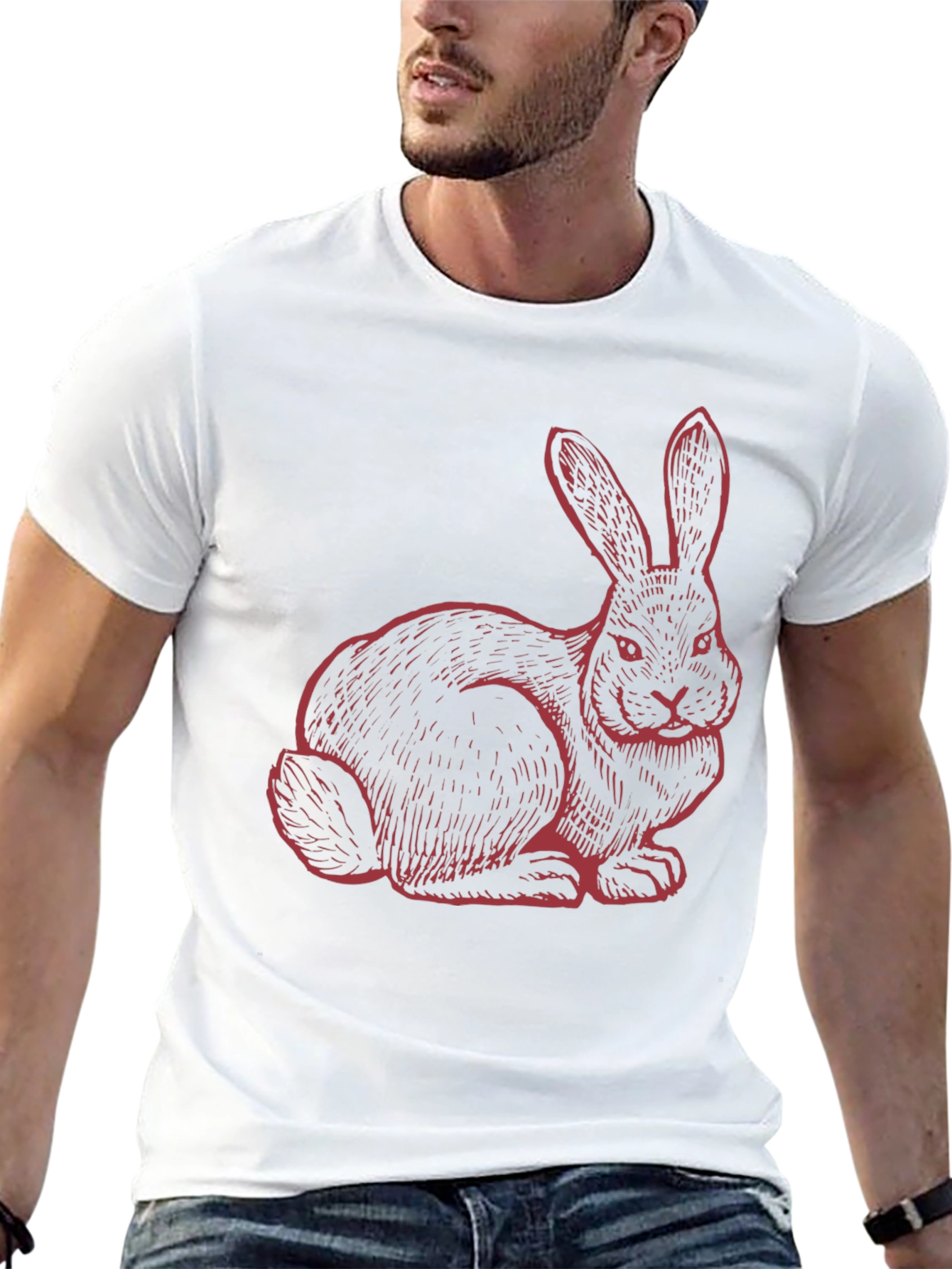 Rabbit Graphic Tee - Black Cotton Blend