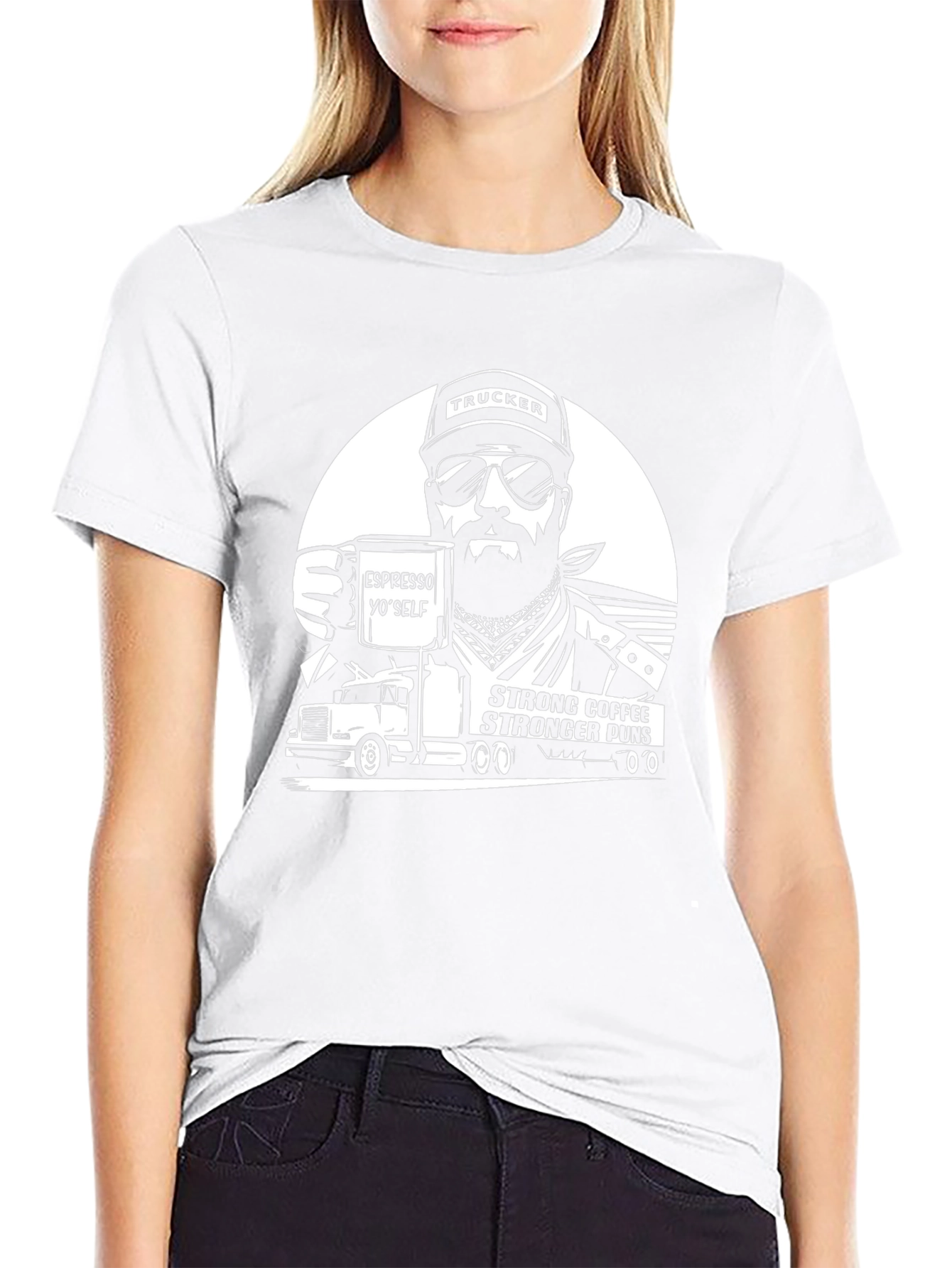 Trucker Coffee Puns Black T-Shirt