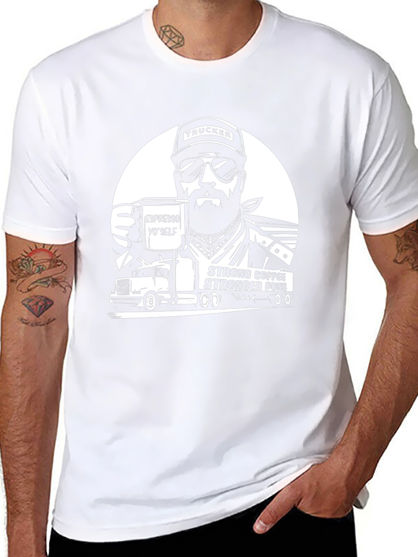 Trucker Coffee Puns Black T-Shirt