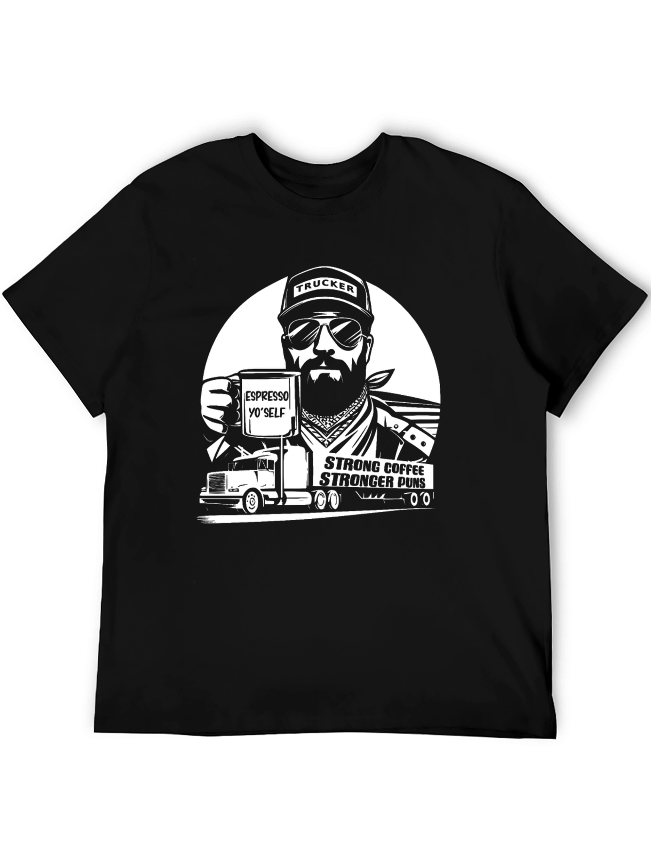 Trucker Coffee Puns Black T-Shirt