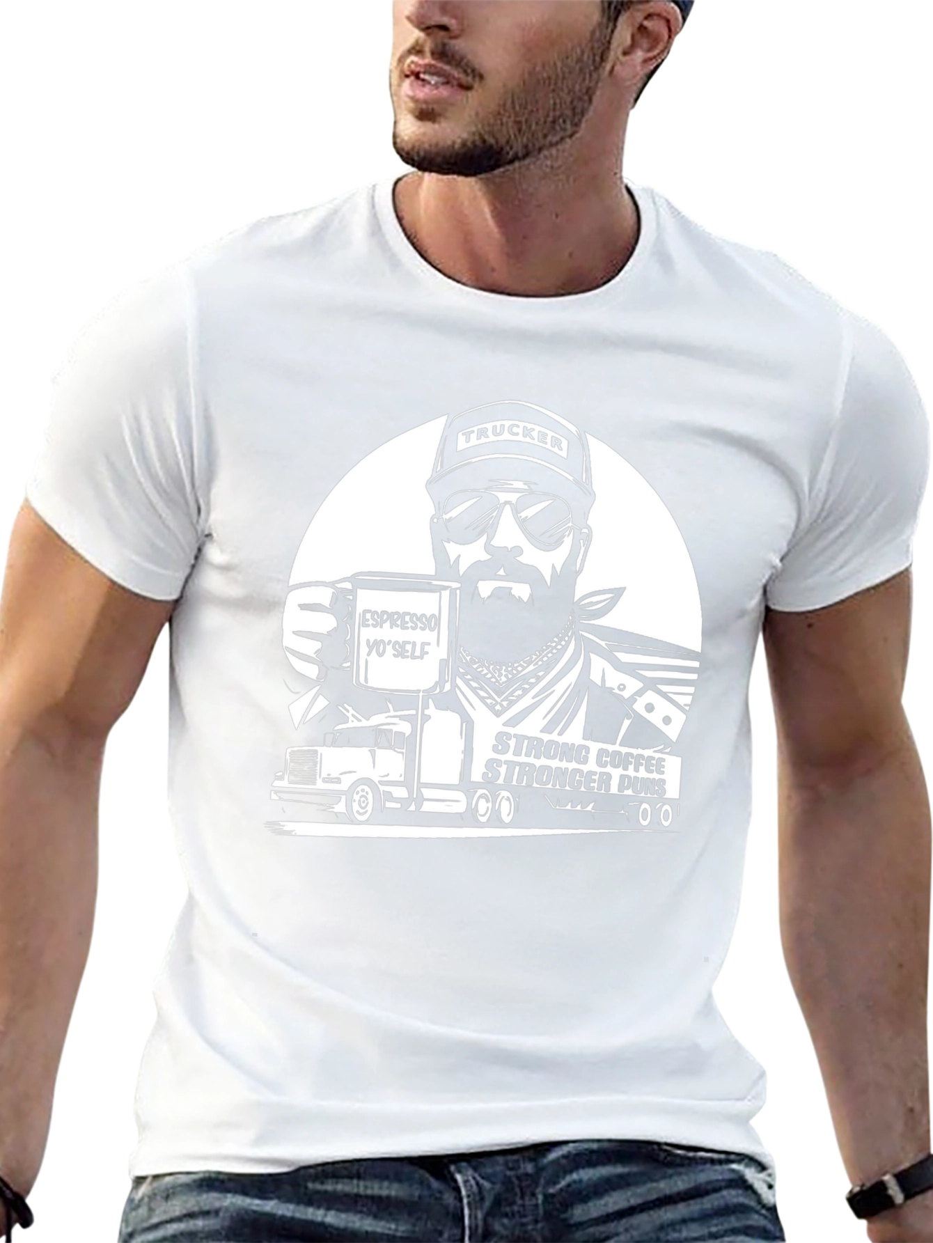Trucker Coffee Puns Black T-Shirt