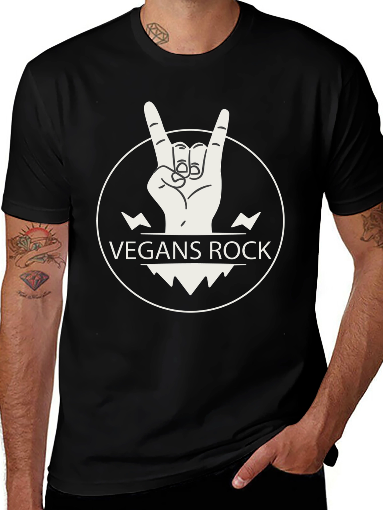 Vegan Rocker Graphic T-Shirt - Black