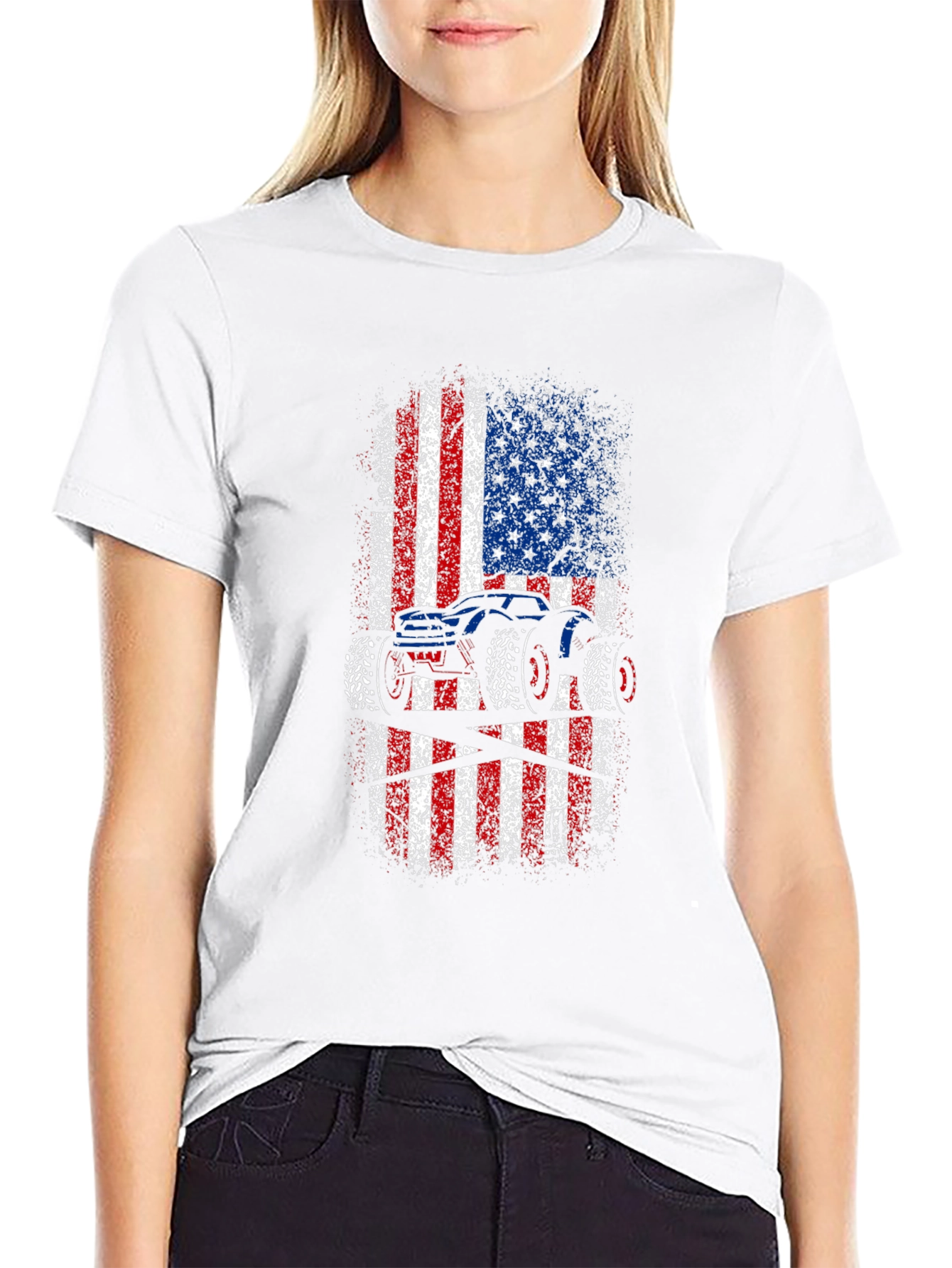 American Flag Monster Truck Graphic Tee