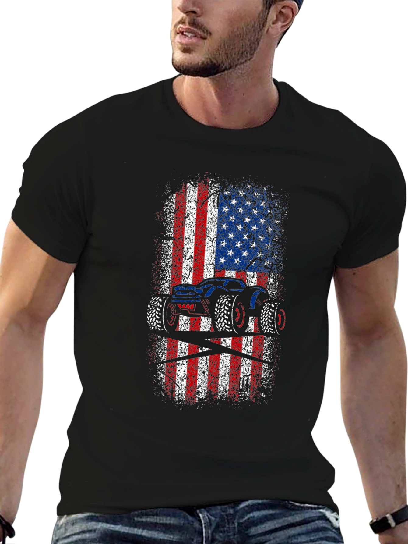 American Flag Monster Truck Graphic Tee