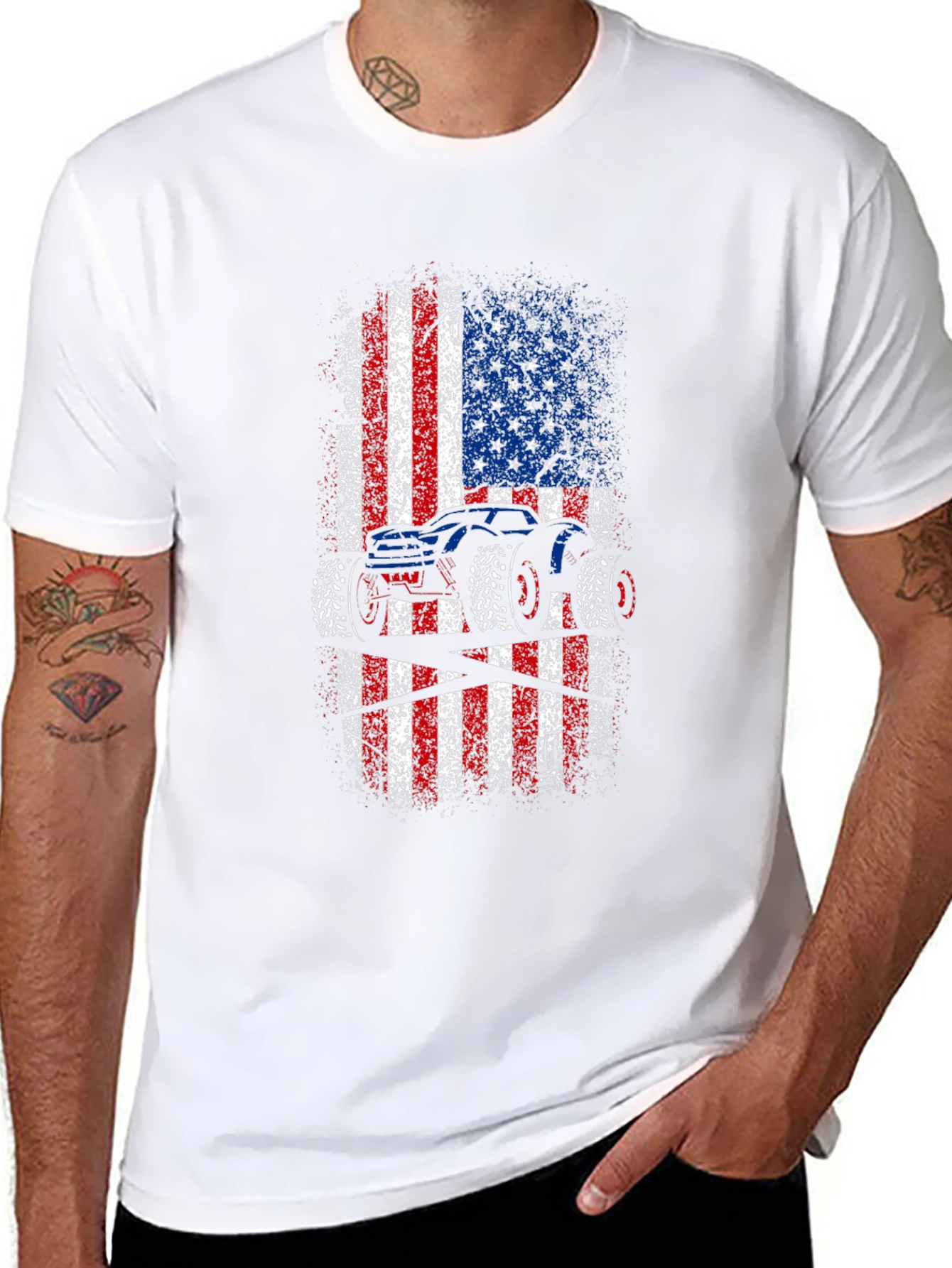 American Flag Monster Truck Graphic Tee