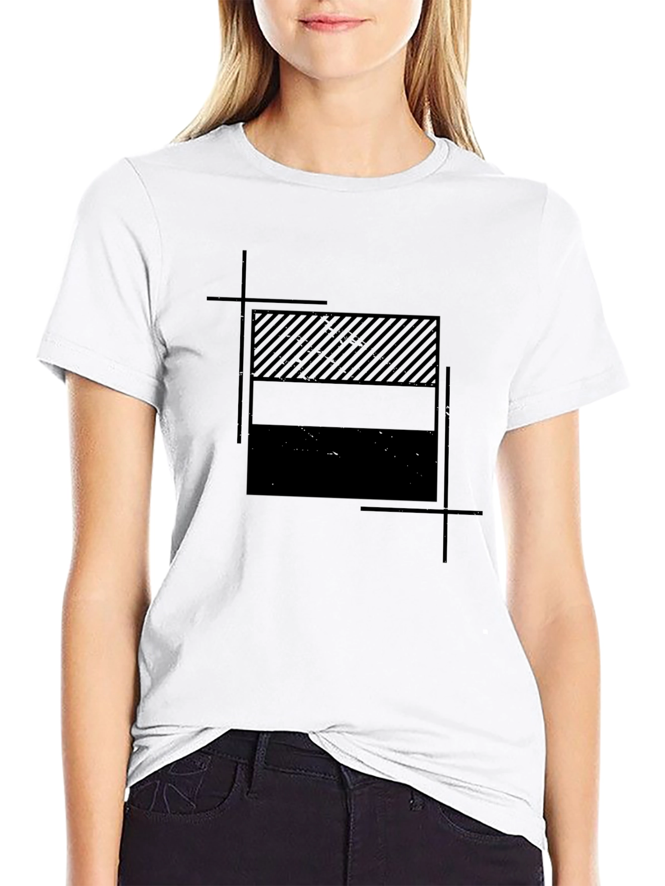 Modern Graphic Tee - Stylish Striped Block Design