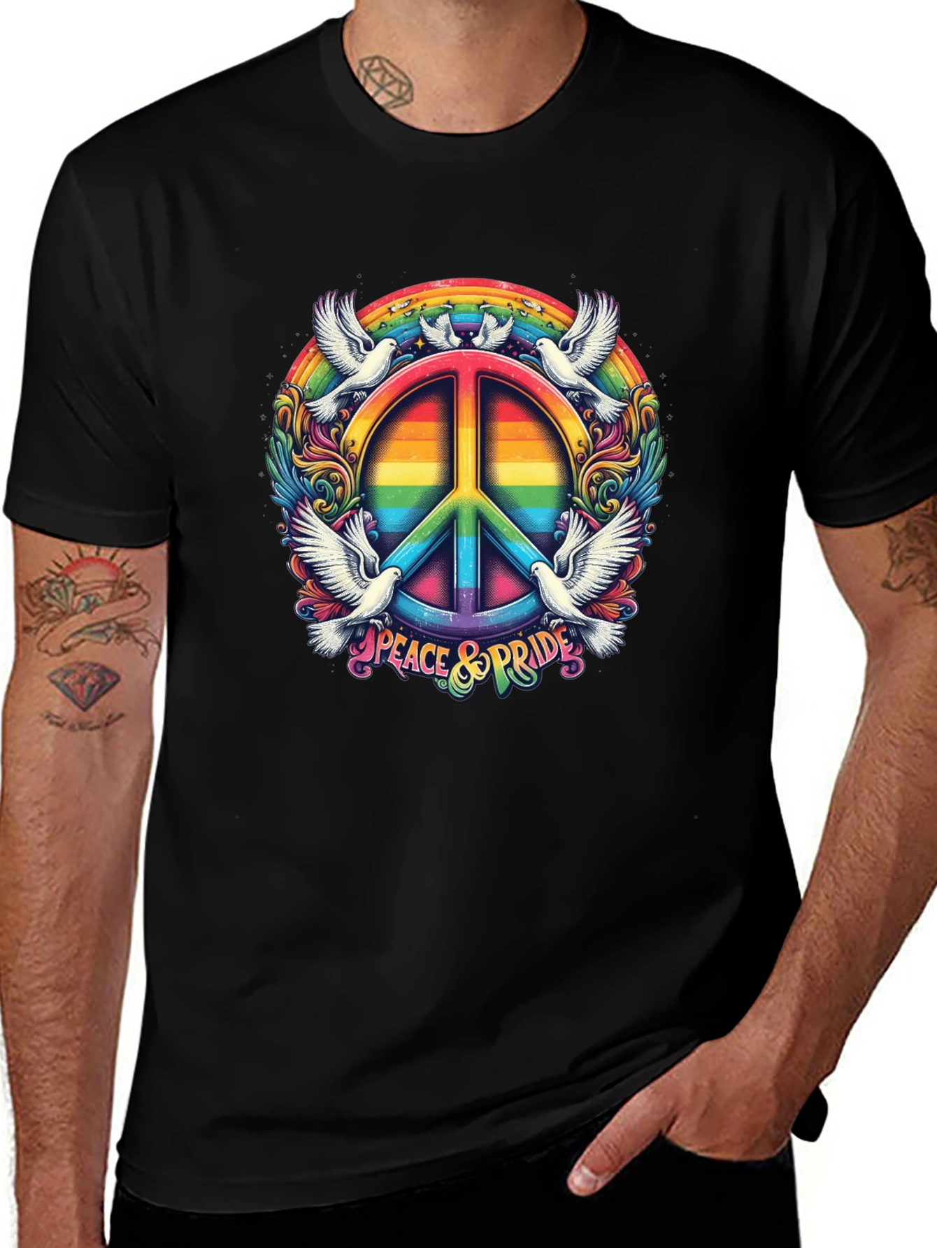 Peace & Pride Rainbow Graphic Tee