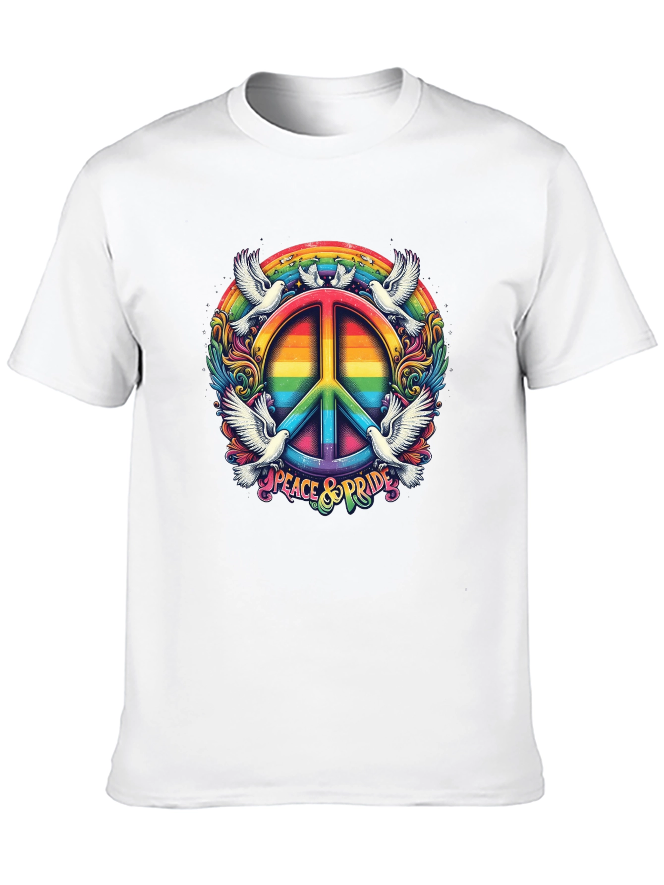 Peace & Pride Rainbow Graphic Tee
