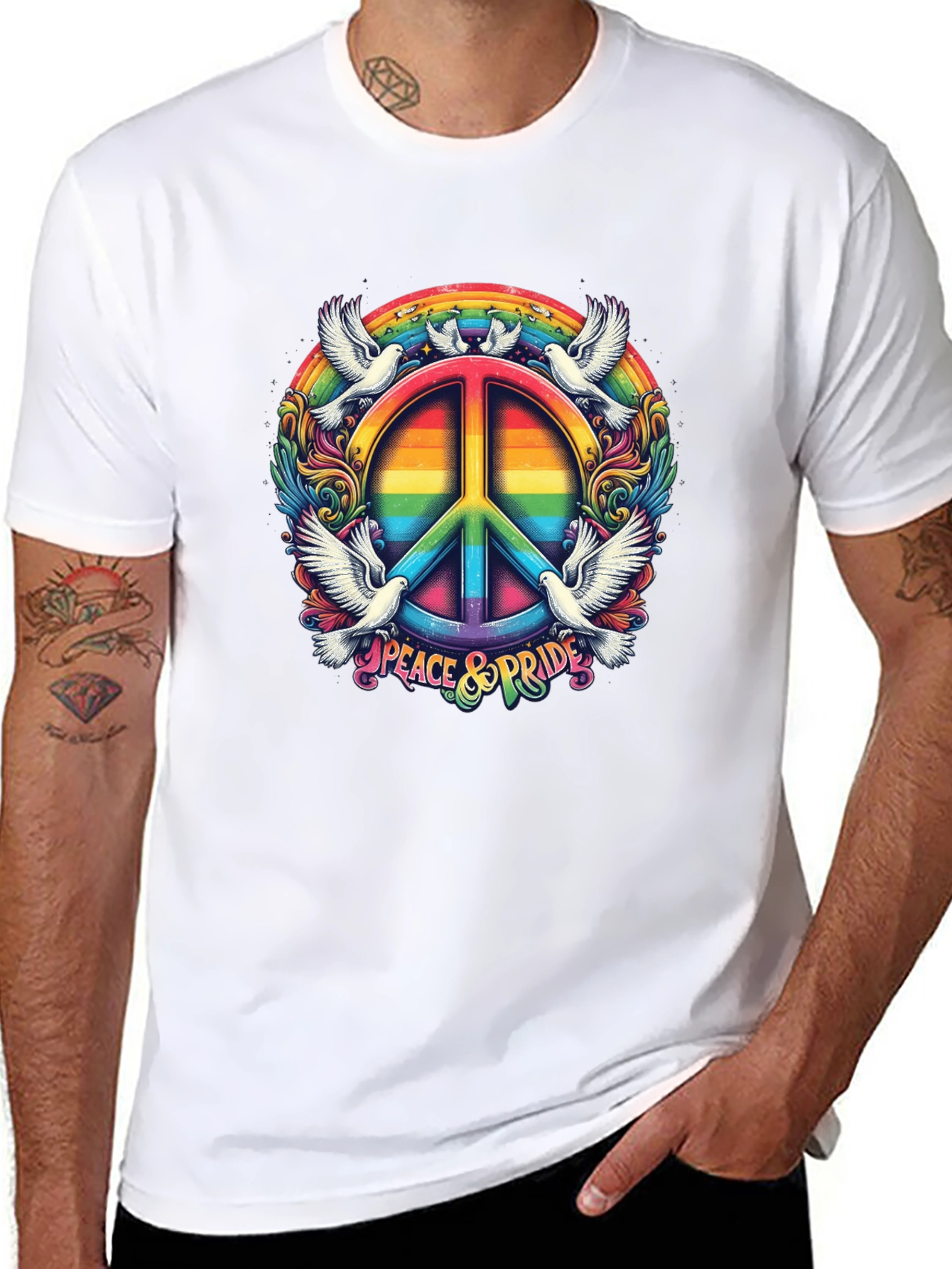Peace & Pride Rainbow Graphic Tee