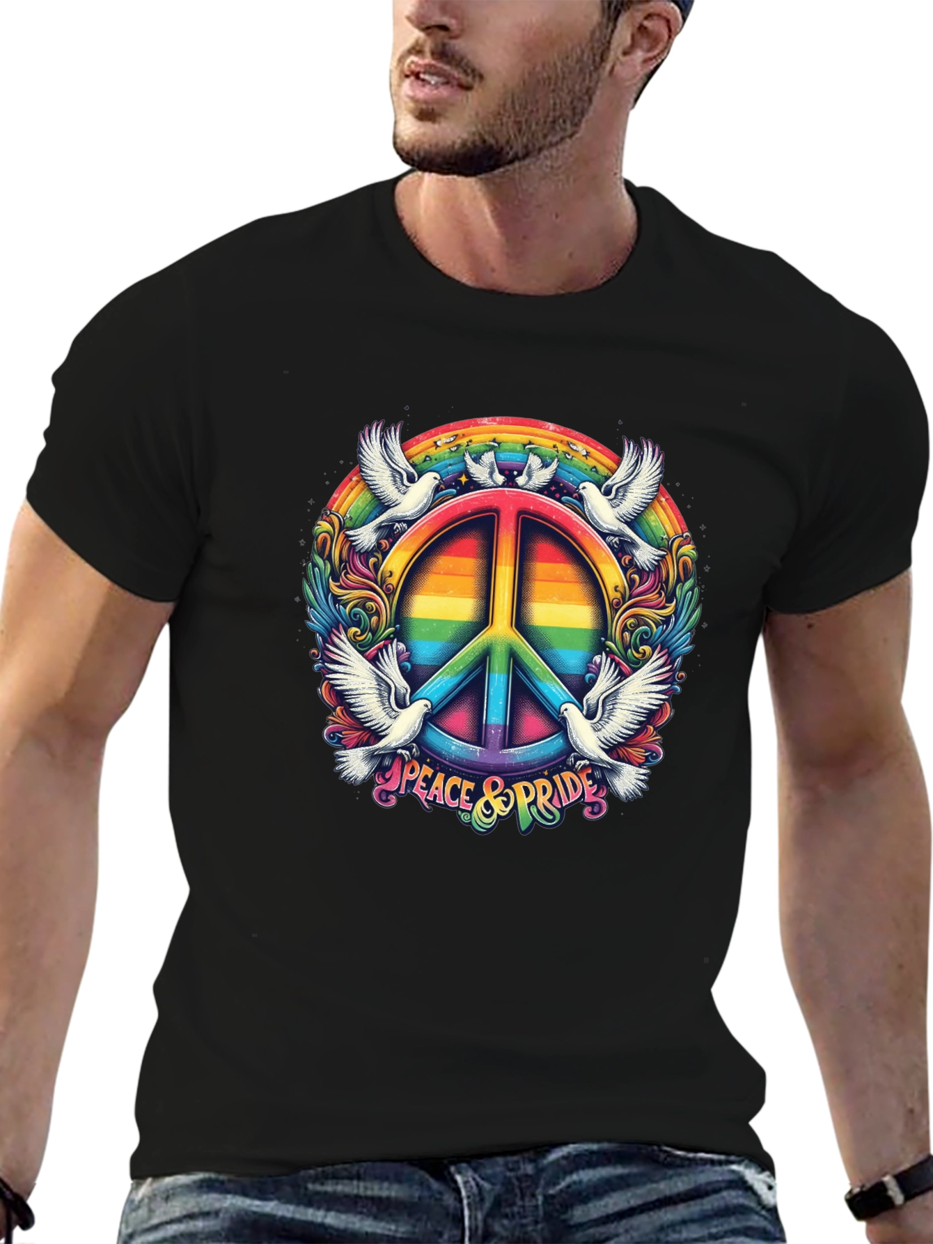 Peace & Pride Rainbow Graphic Tee