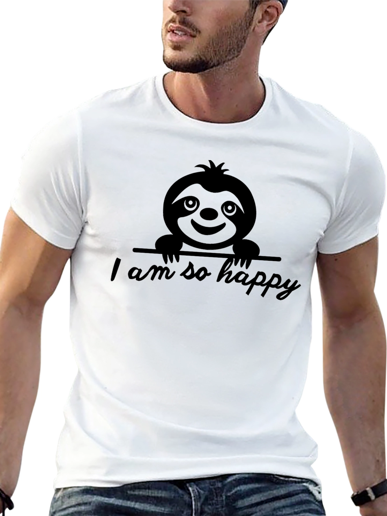 Happy Sloth Graphic Tee - Unisex Cotton T-Shirt