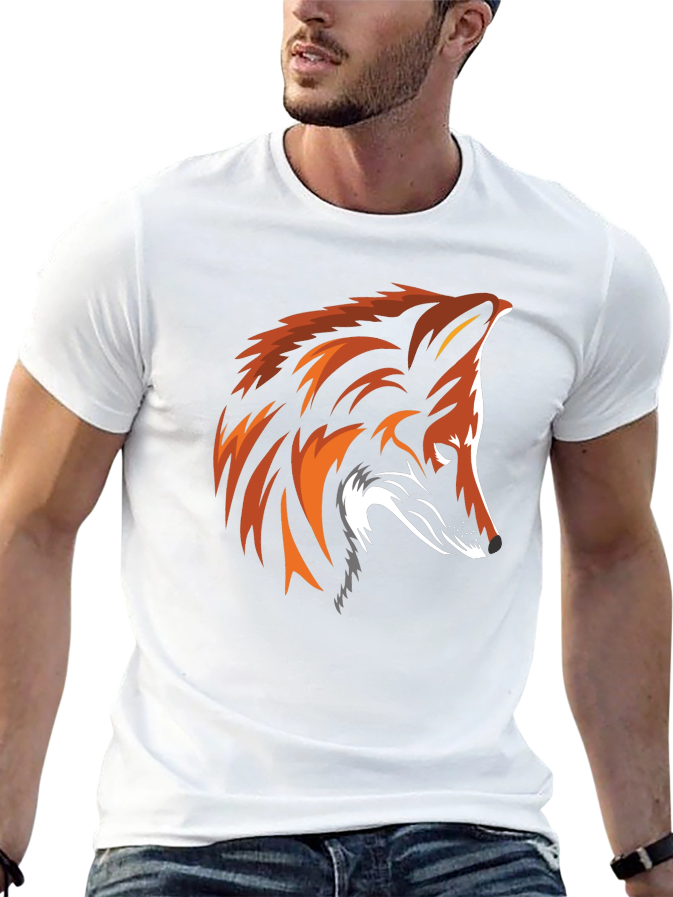 Cool Fox Graphic Print Black T-Shirt