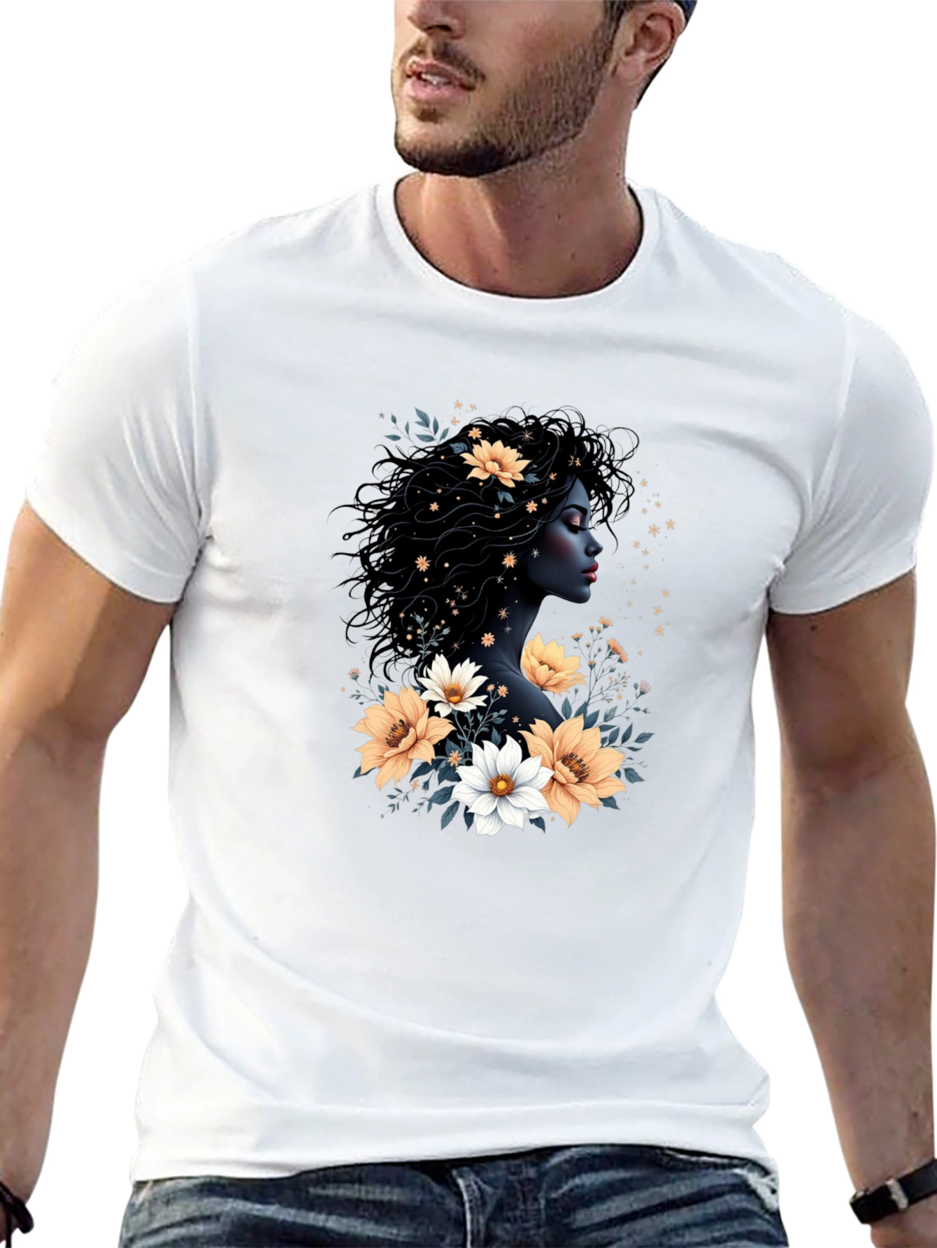 Floral Goddess Black T-Shirt