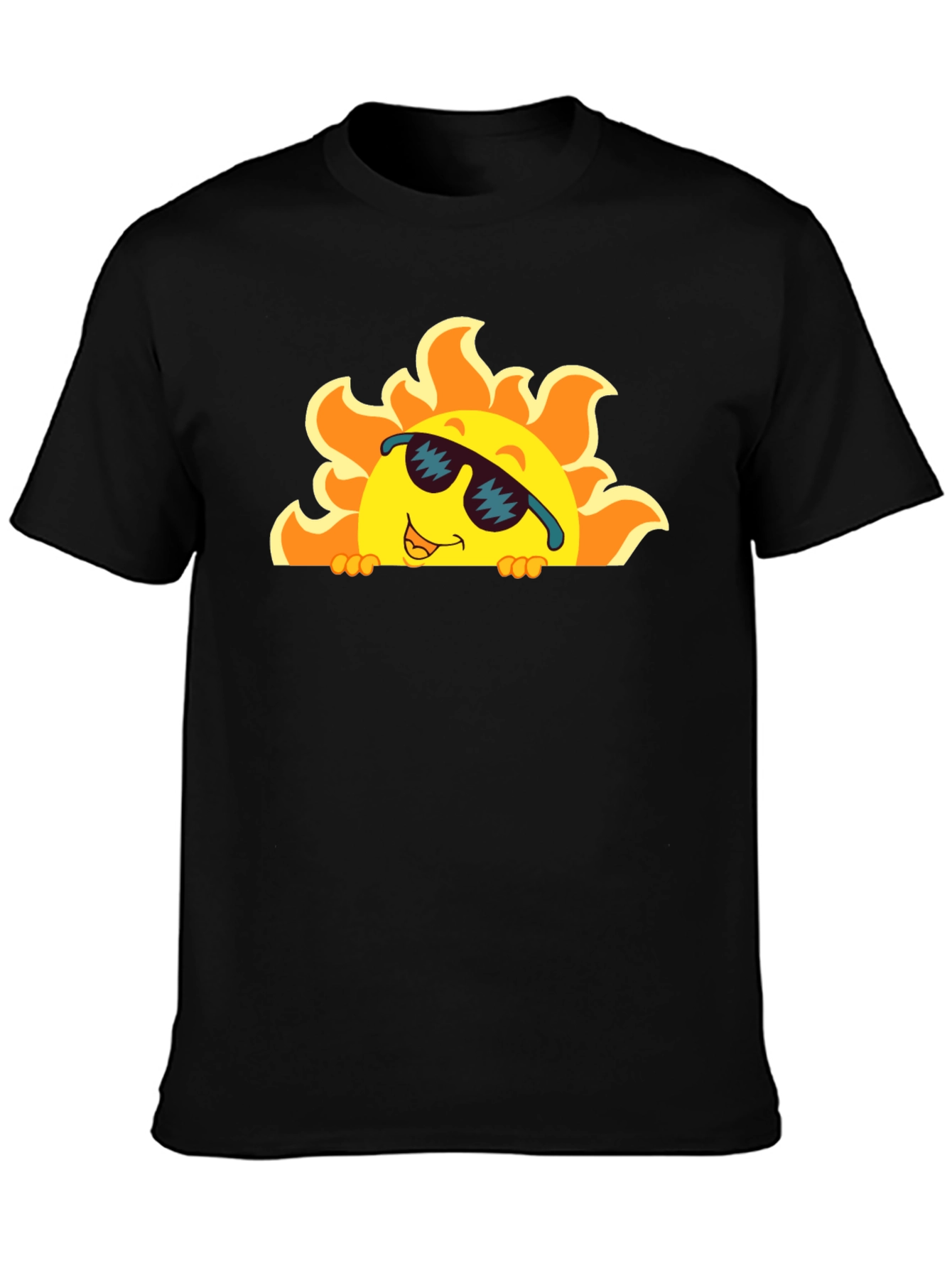 Cool Sun Graphic Tee - Black Cotton T-Shirt