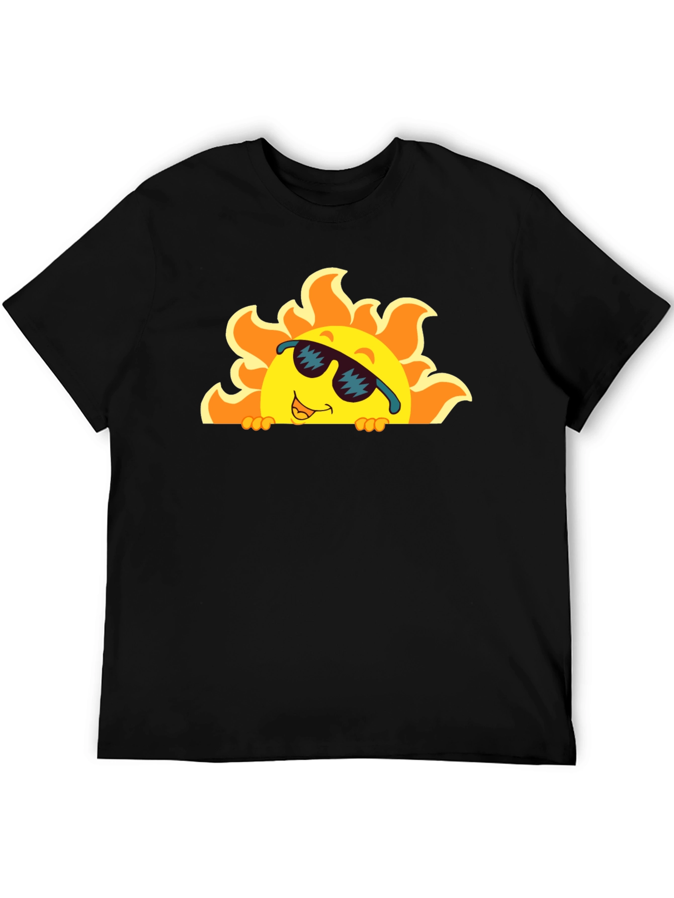 Cool Sun Graphic Tee - Black Cotton T-Shirt