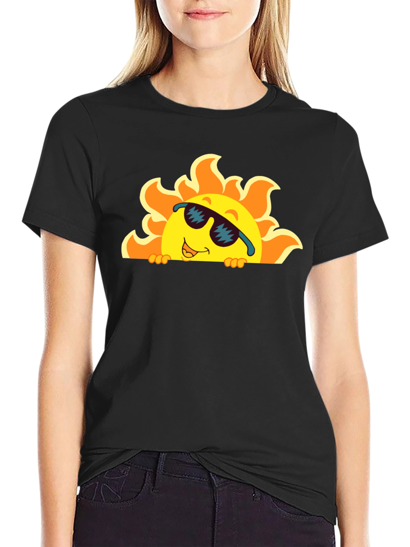 Cool Sun Graphic Tee - Black Cotton T-Shirt