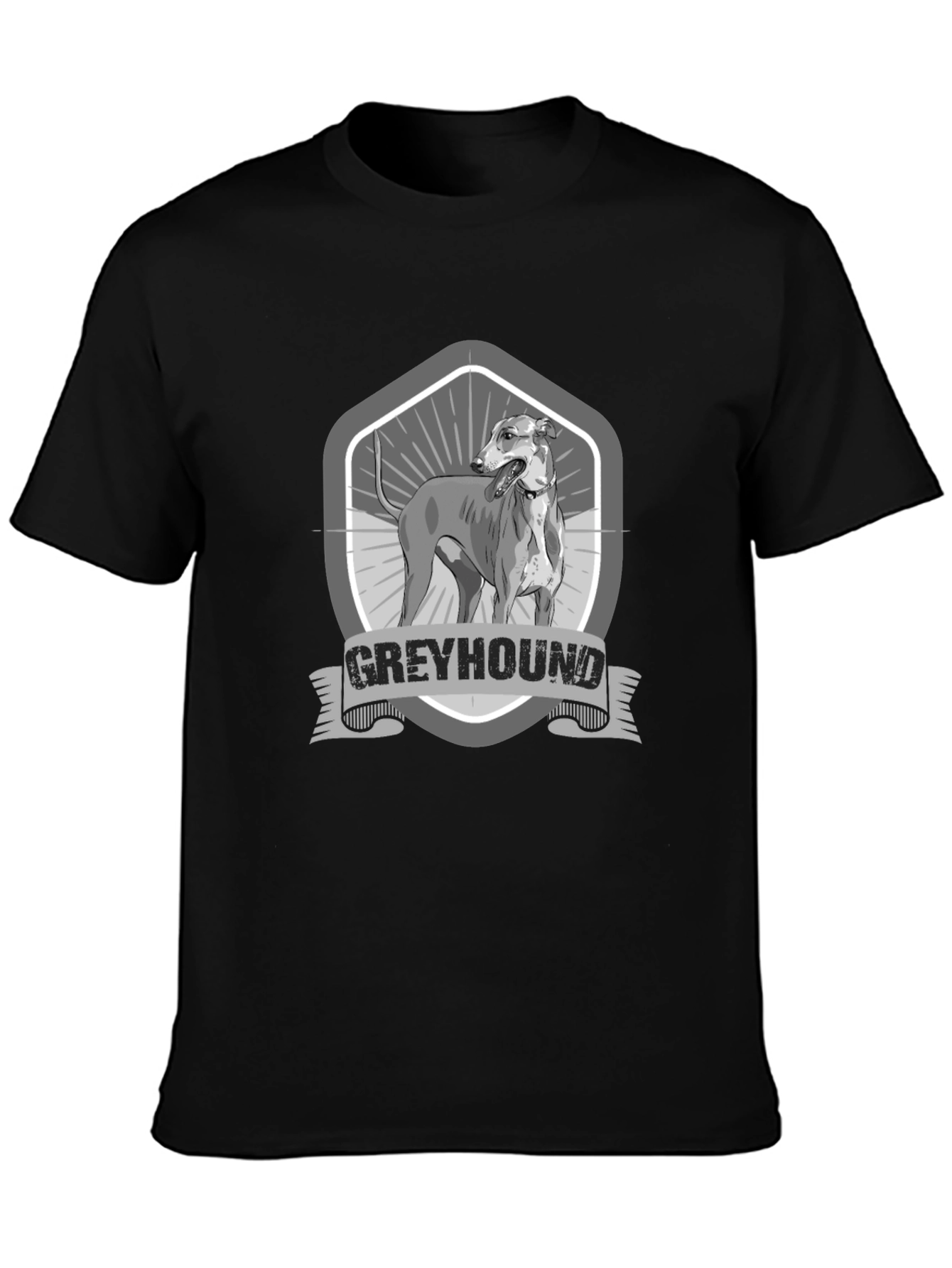 Greyhound Dog Graphic Print Black T-Shirt