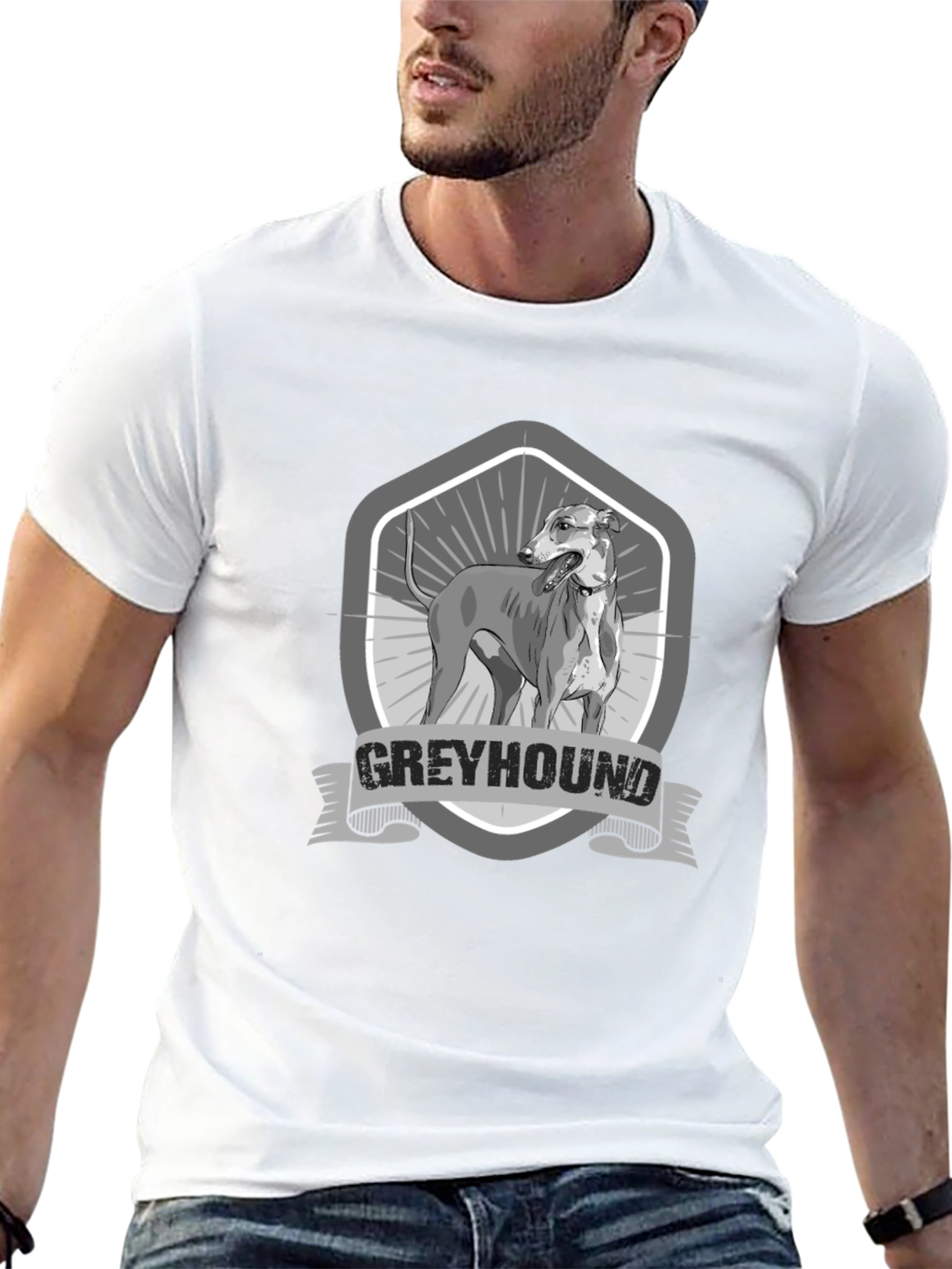 Greyhound Dog Graphic Print Black T-Shirt