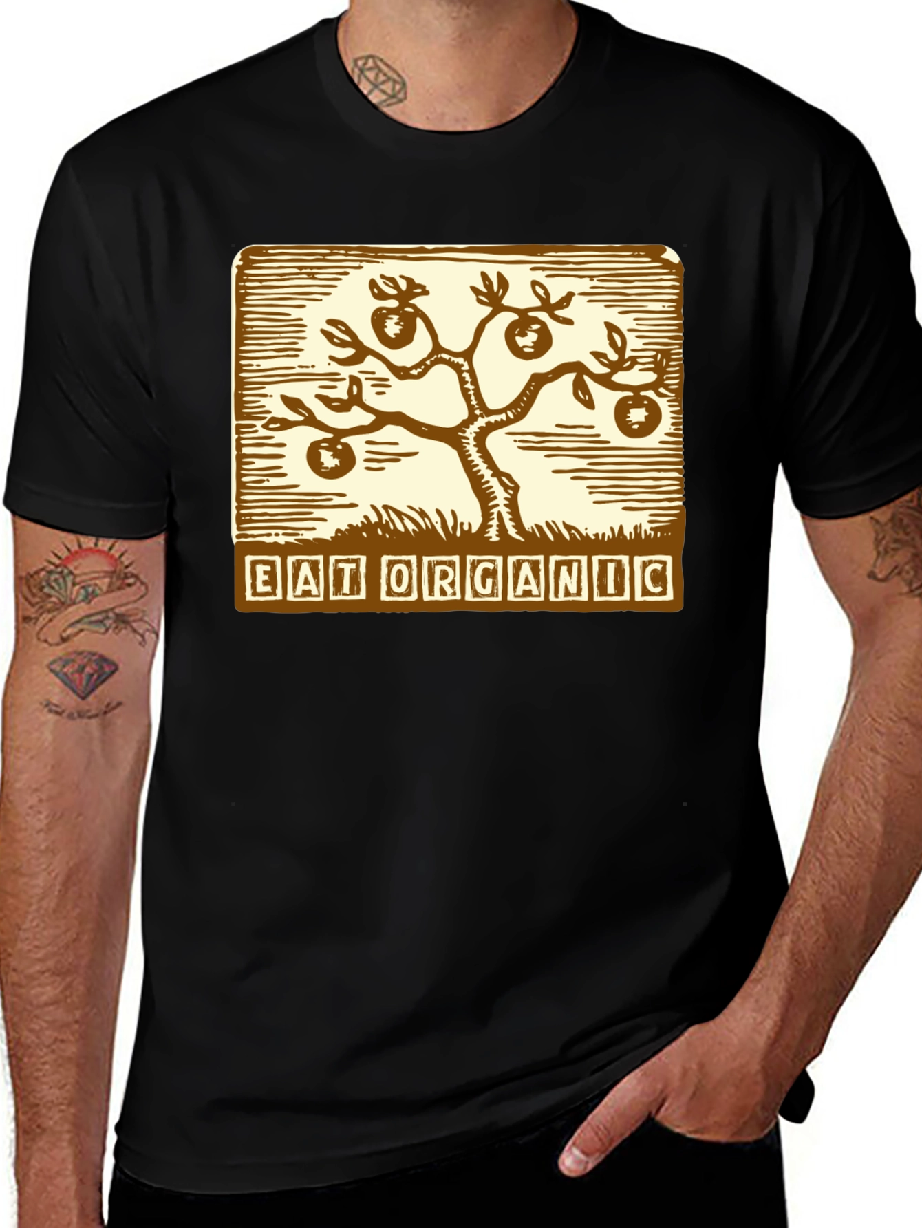 Eat Organic T-Shirt - Black Graphic Tee