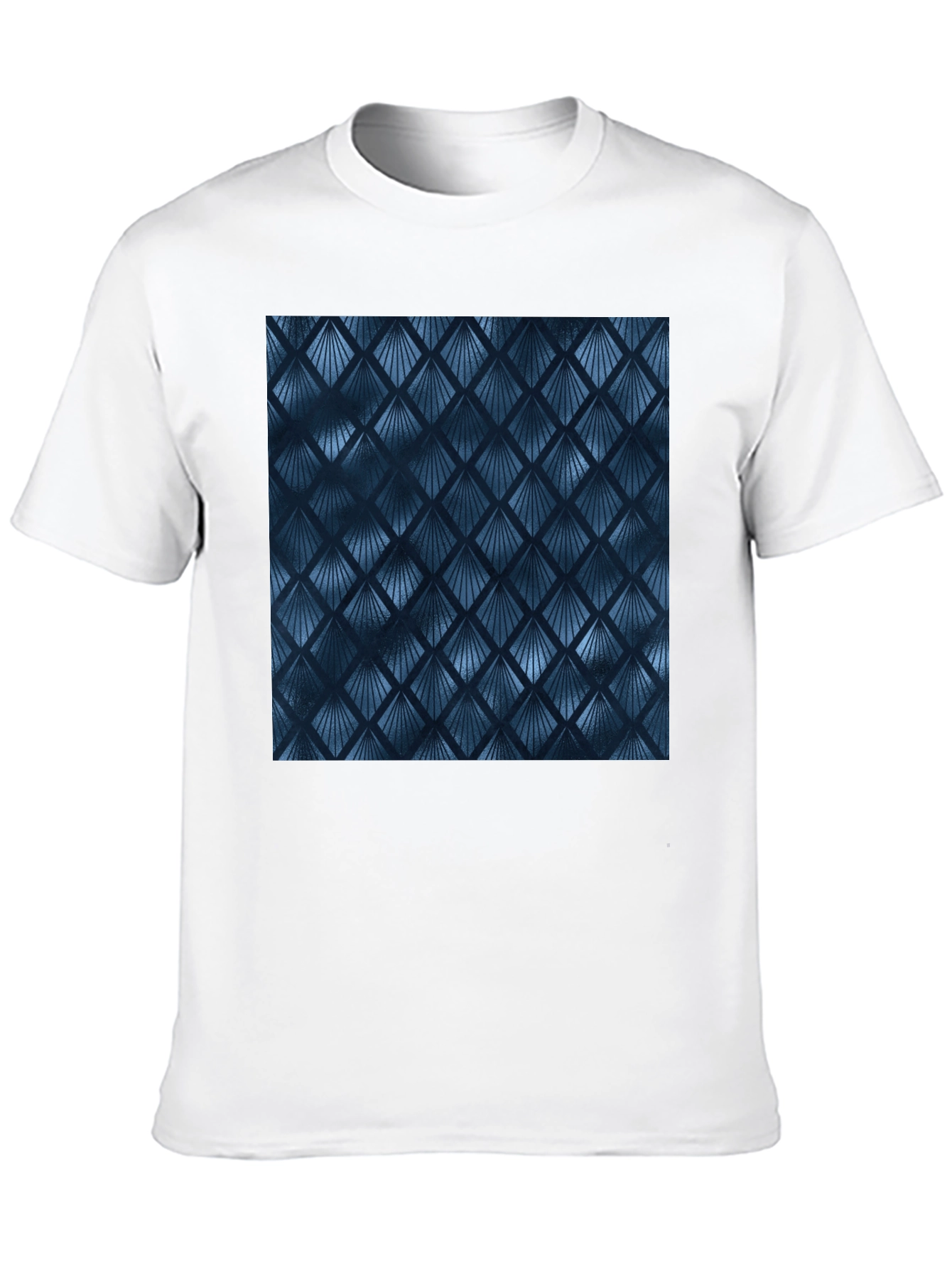 Stylish Blue Geometric Pattern Black T-Shirt