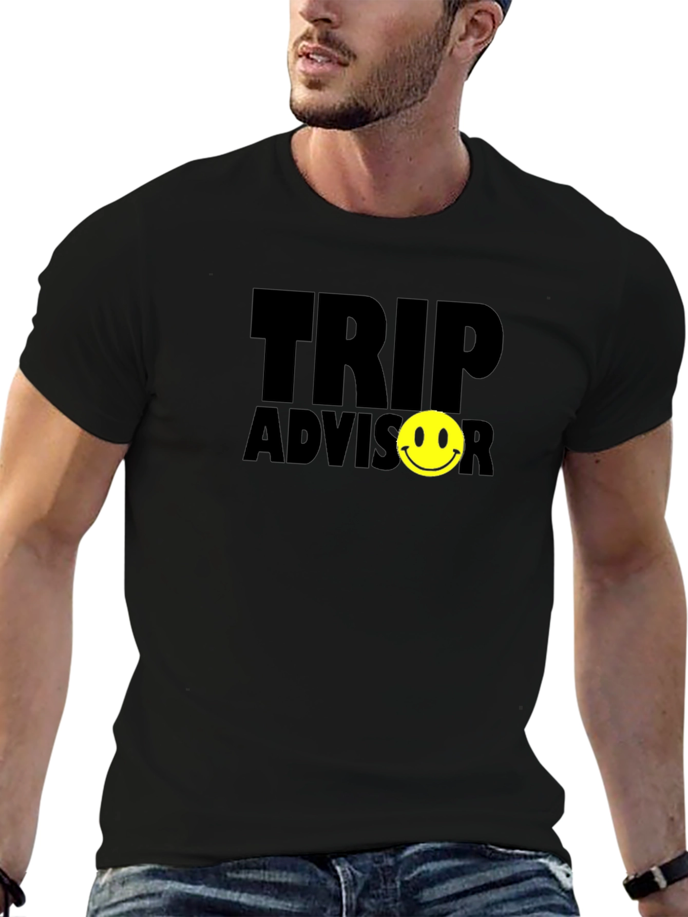 Trip Advisor Smiley Face Black T-Shirt