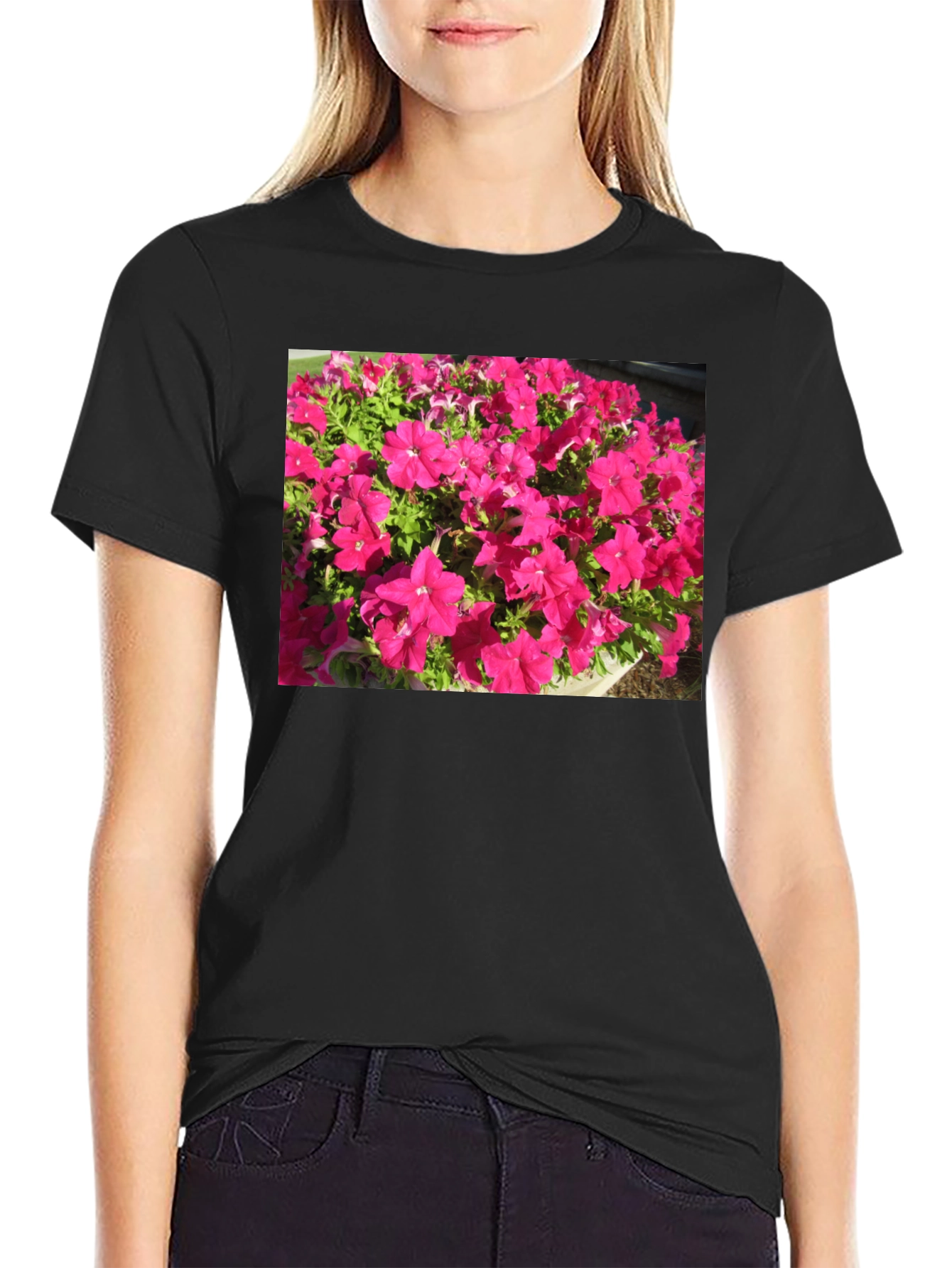 Floral Print Black T-Shirt - Bold & Vibrant