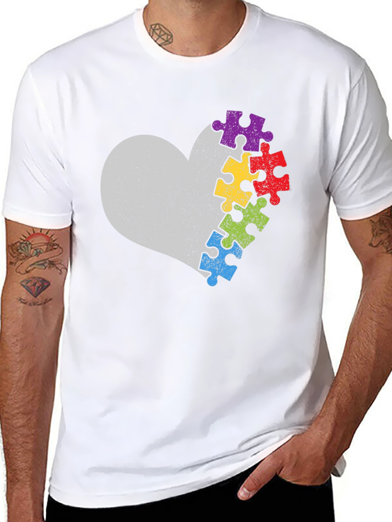 Autism Awareness Heart Puzzle T-Shirt