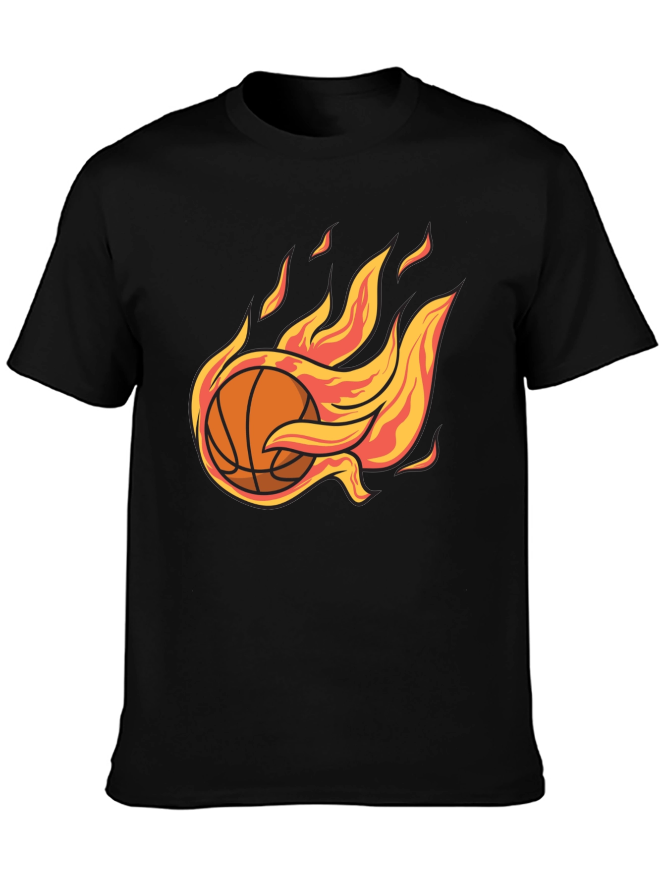 Flaming Basketball Graphic Tee - Cool Sports T-Shirt