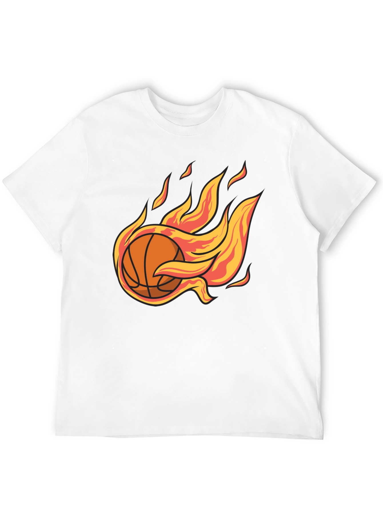 Flaming Basketball Graphic Tee - Cool Sports T-Shirt