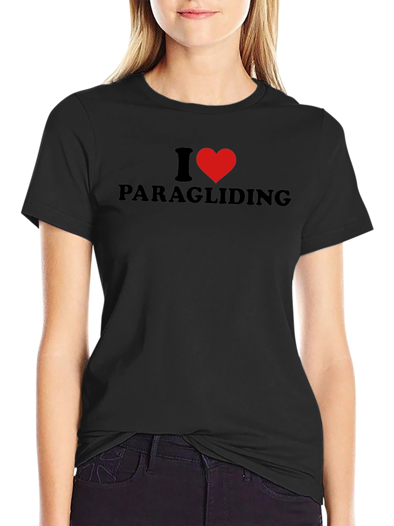 I Heart Paragliding Black T-Shirt