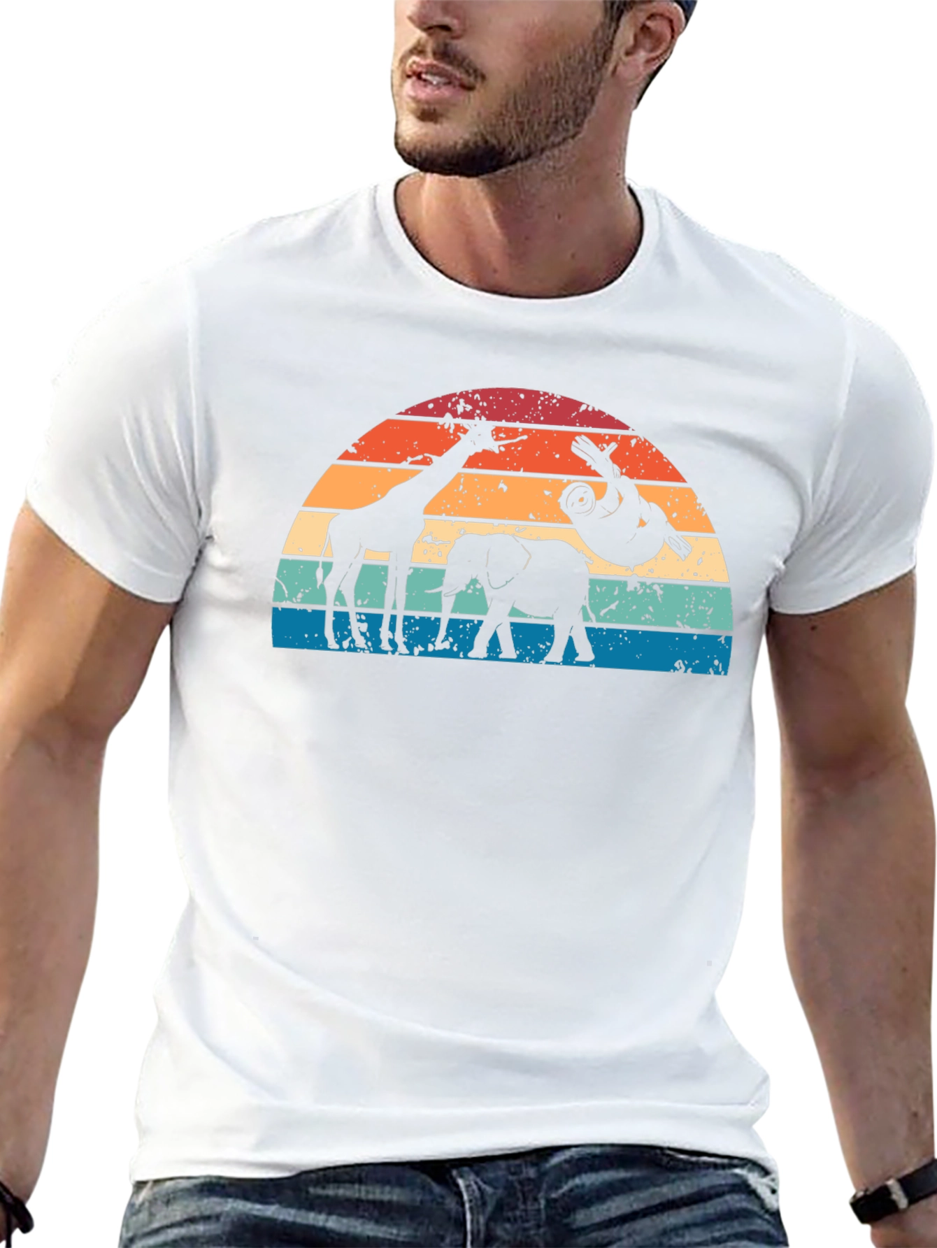 Retro Animal Sunset Graphic T-Shirt