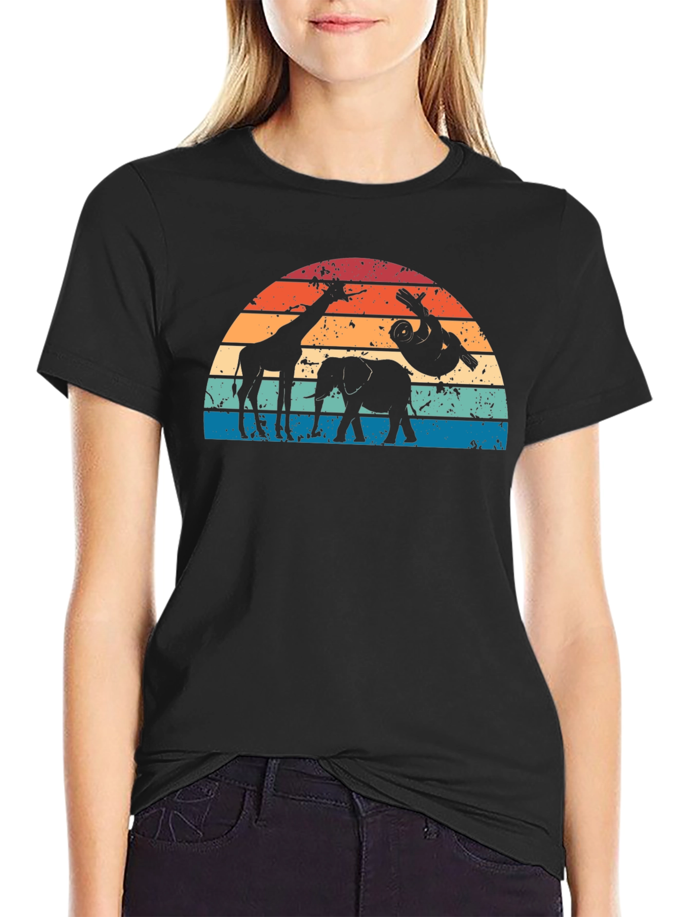 Retro Animal Sunset Graphic T-Shirt