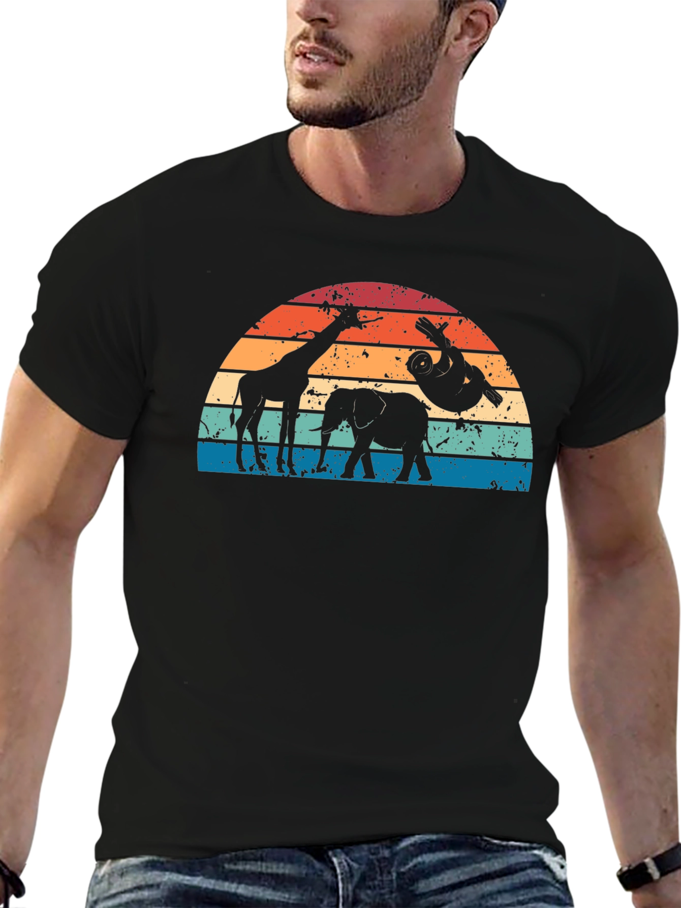 Retro Animal Sunset Graphic T-Shirt