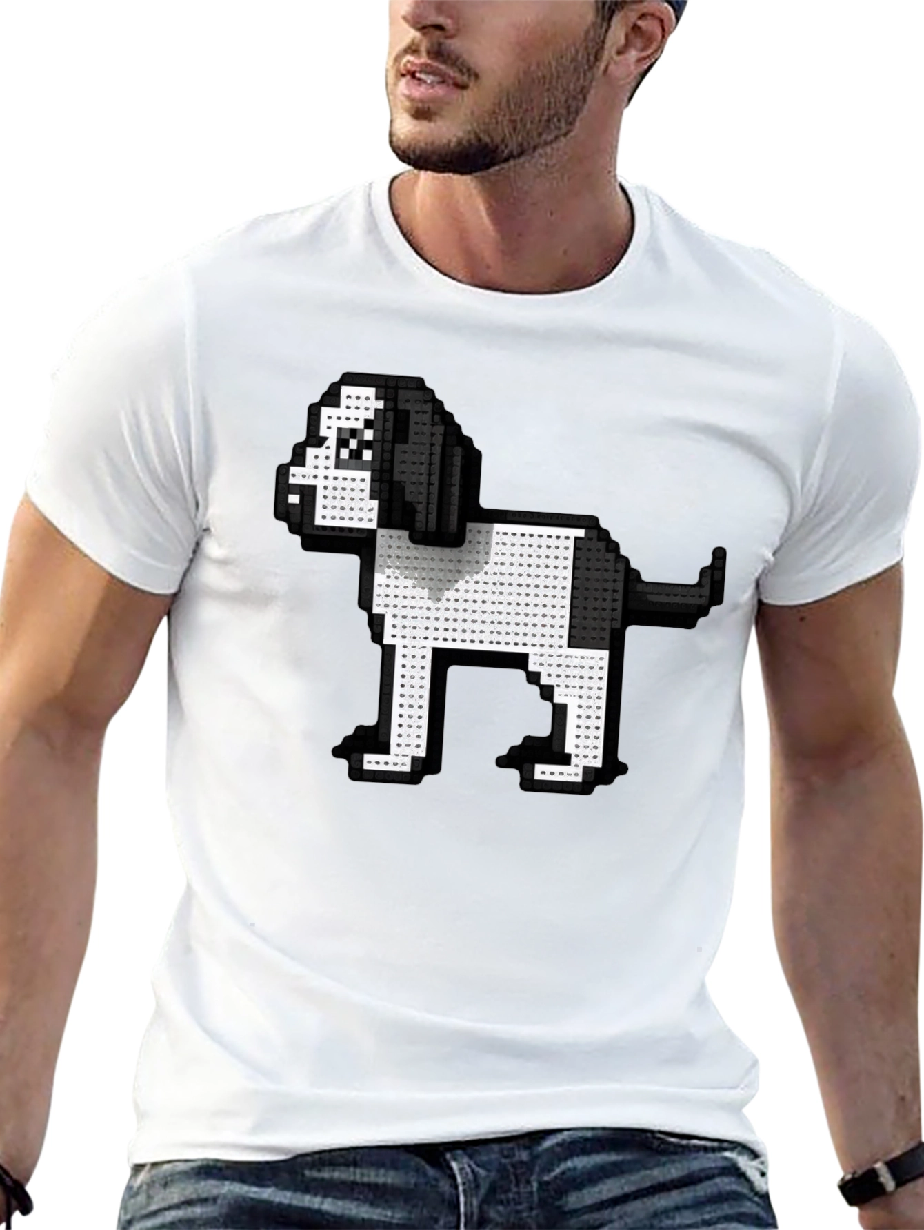 Pixel Dog Graphic Tee - Black Casual Shirt