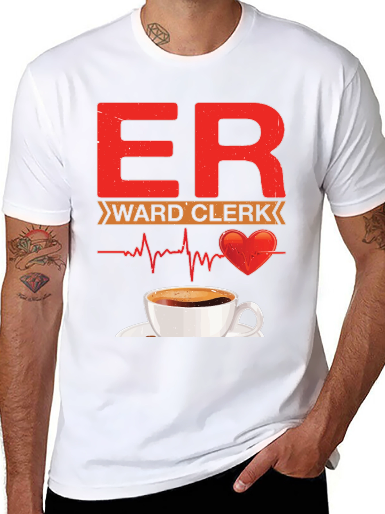 ER Ward Clerk Coffee Heartbeat T-Shirt