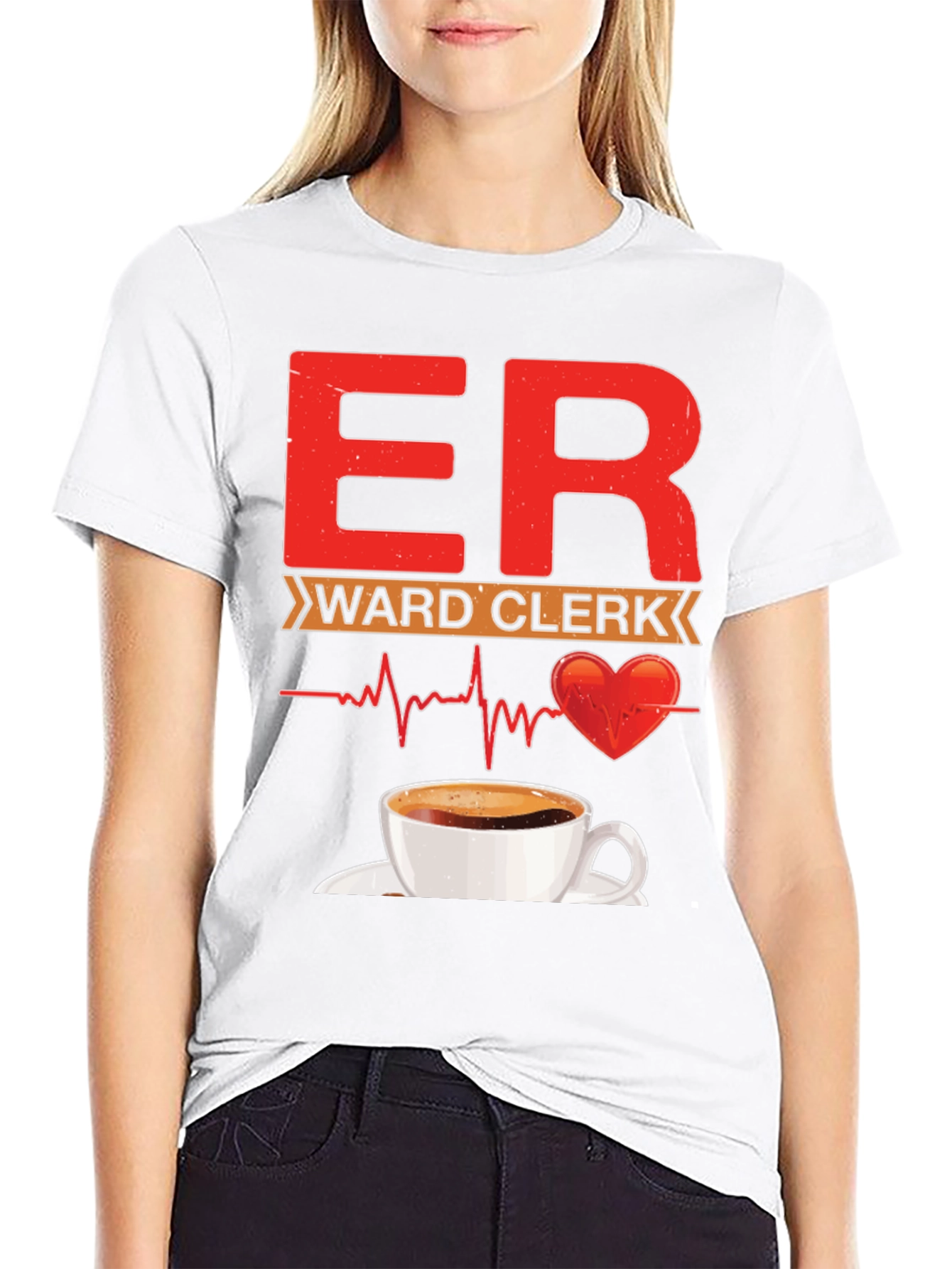ER Ward Clerk Coffee Heartbeat T-Shirt